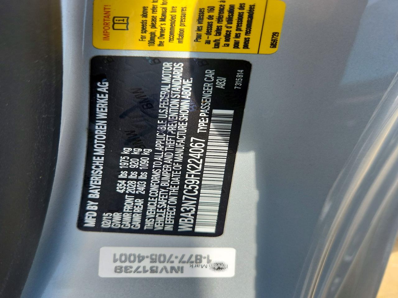 2015 Bmw 428 I Серый vin: WBA3N7C59FK224067