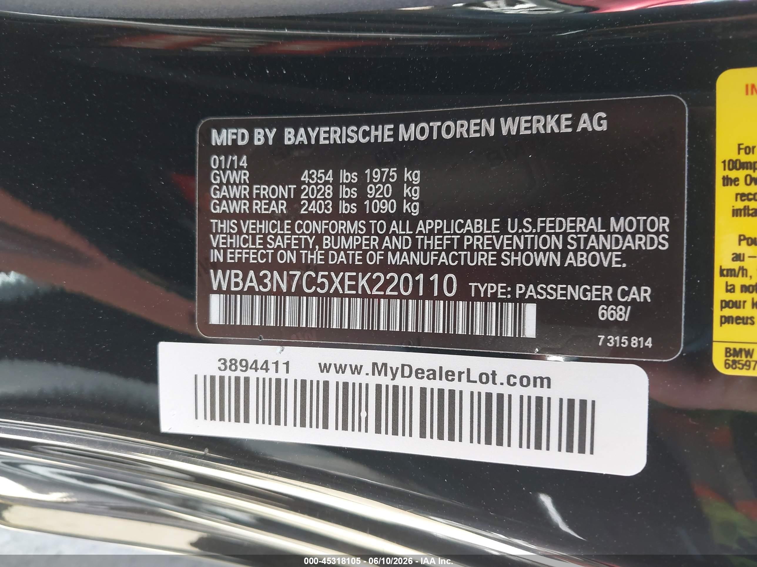 2014 Bmw 428i   Black vin: WBA3N7C5XEK220110