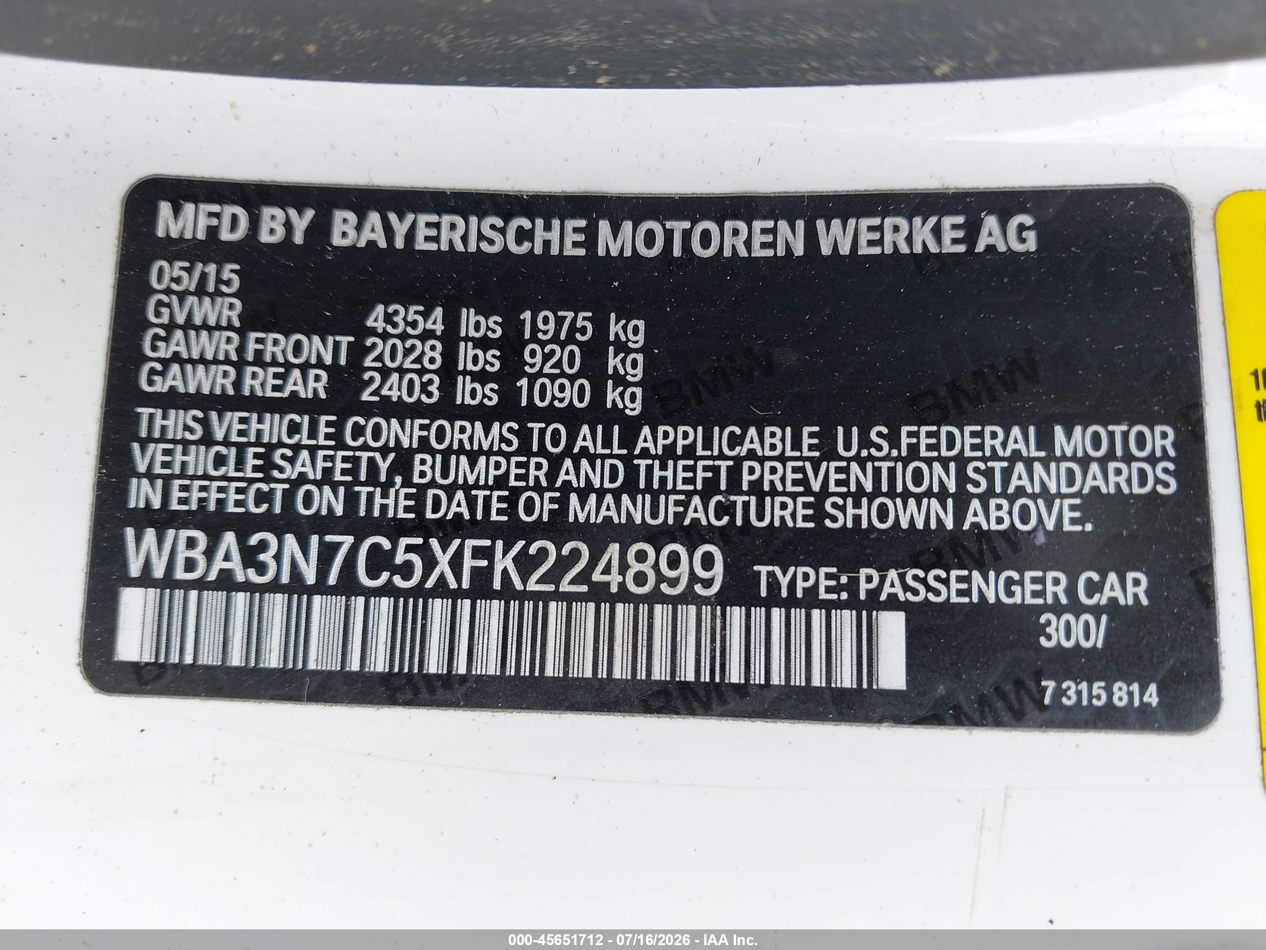 2015 Bmw 428i   White vin: WBA3N7C5XFK224899