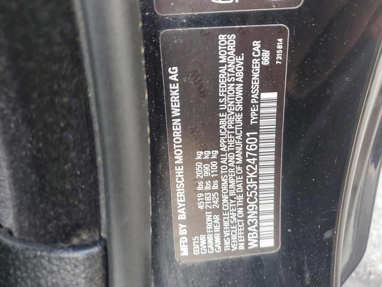 2015 Bmw 428 Xi Black vin: WBA3N9C53FK247601