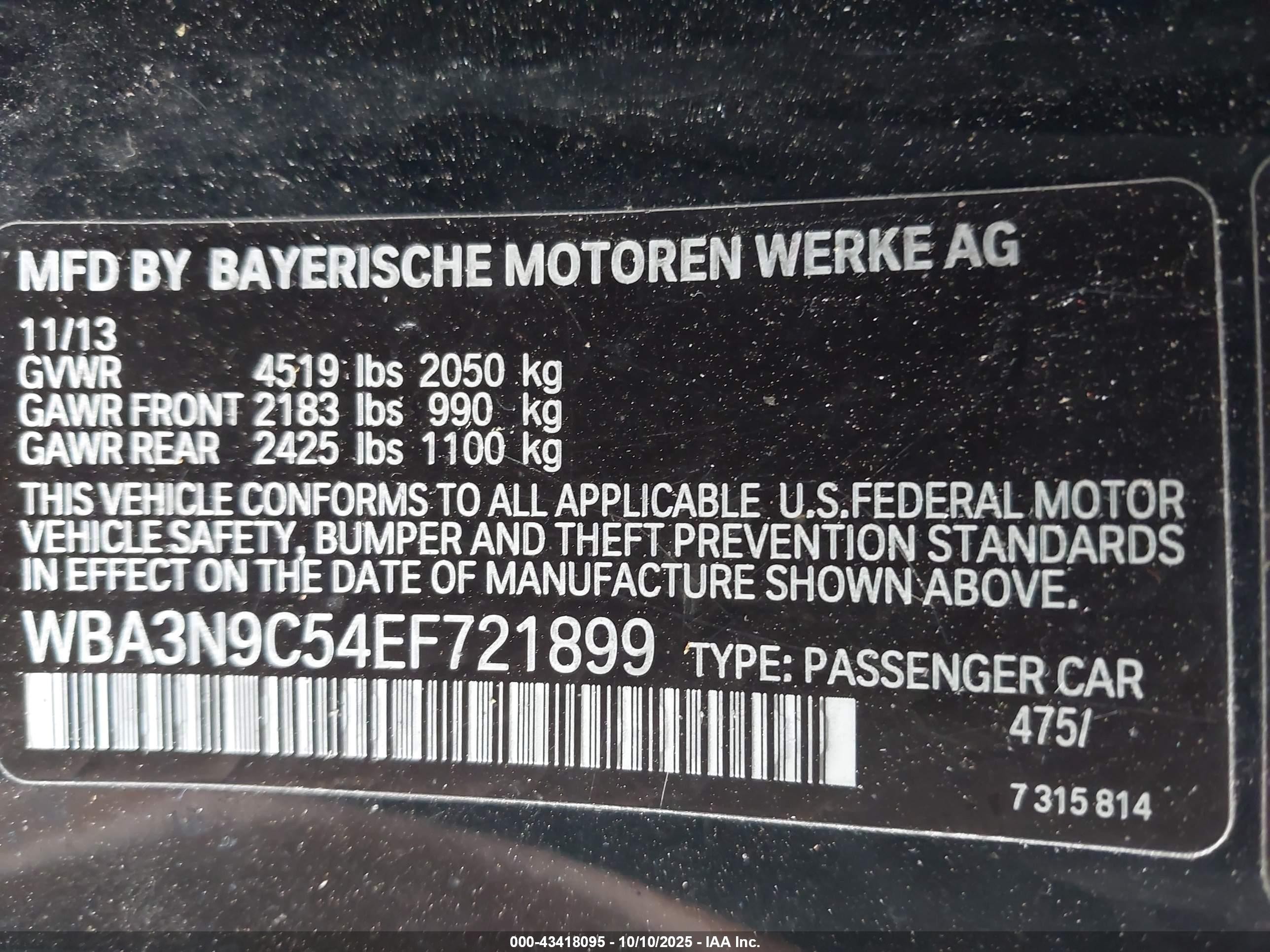 2014 Bmw 428i Xdrive Черный vin: WBA3N9C54EF721899