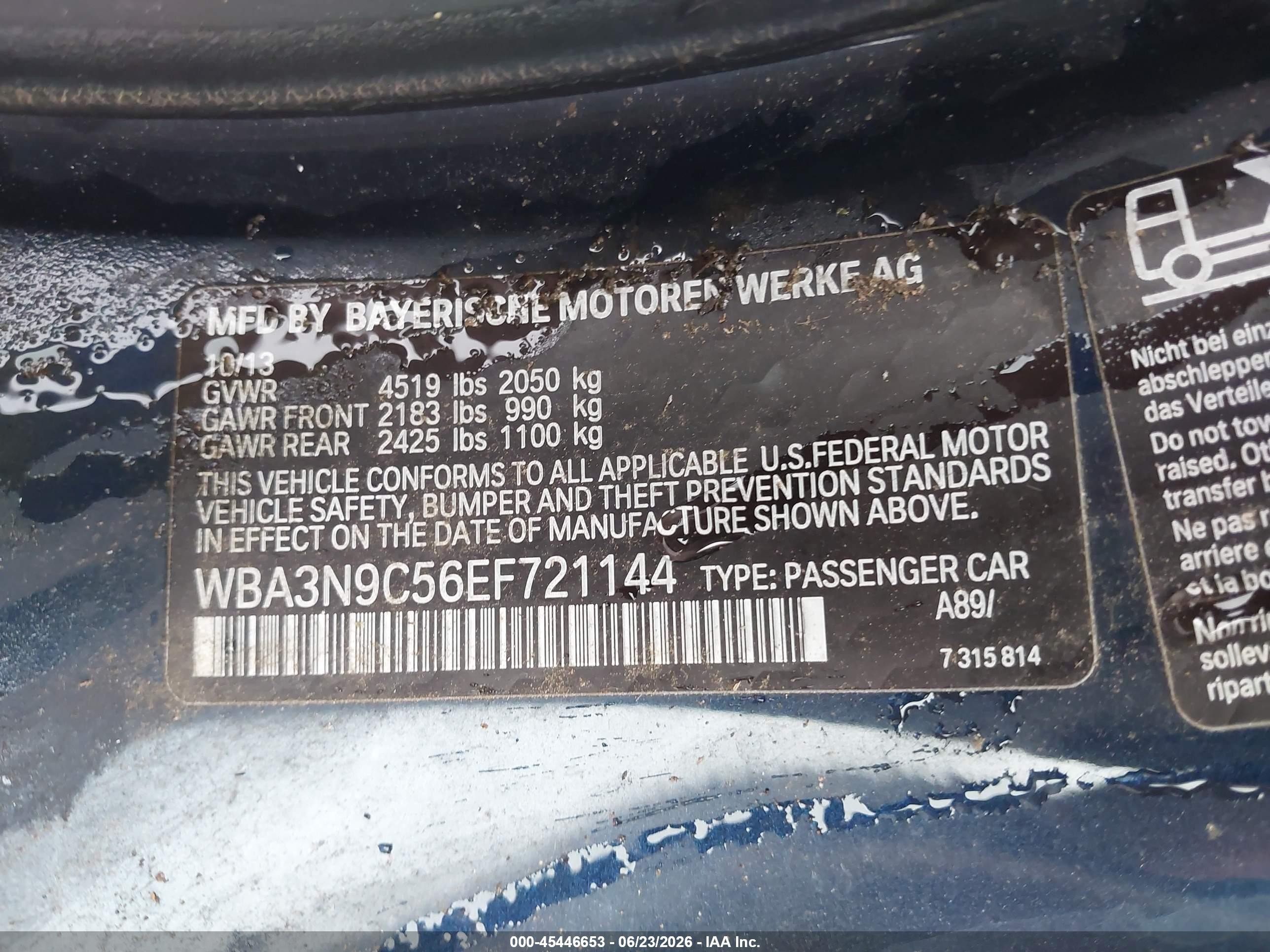 2014 Bmw 428i Xdrive Blue vin: WBA3N9C56EF721144