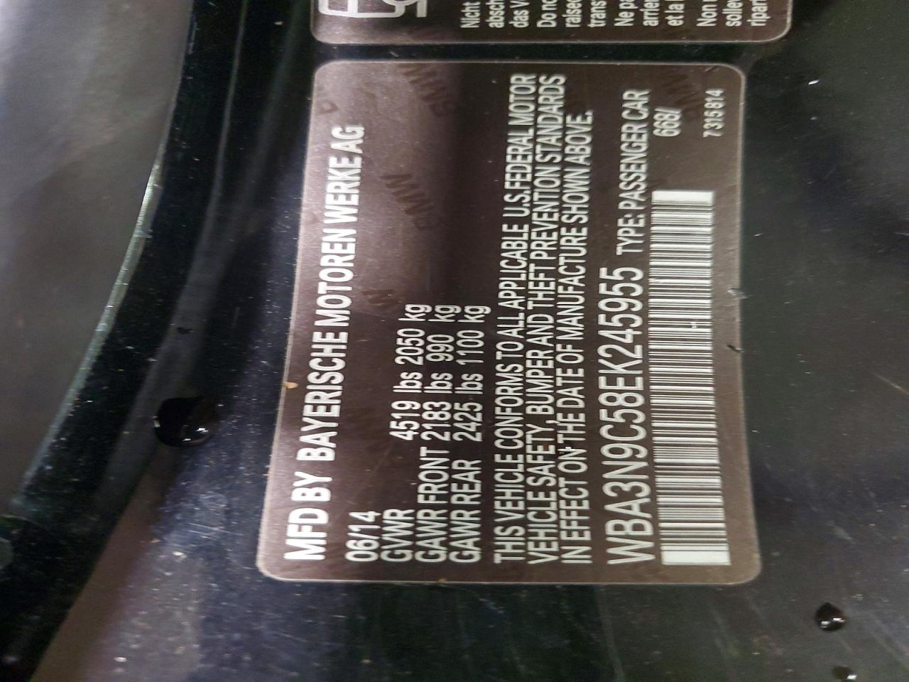 2014 Bmw 428 Xi Черный vin: WBA3N9C58EK245955