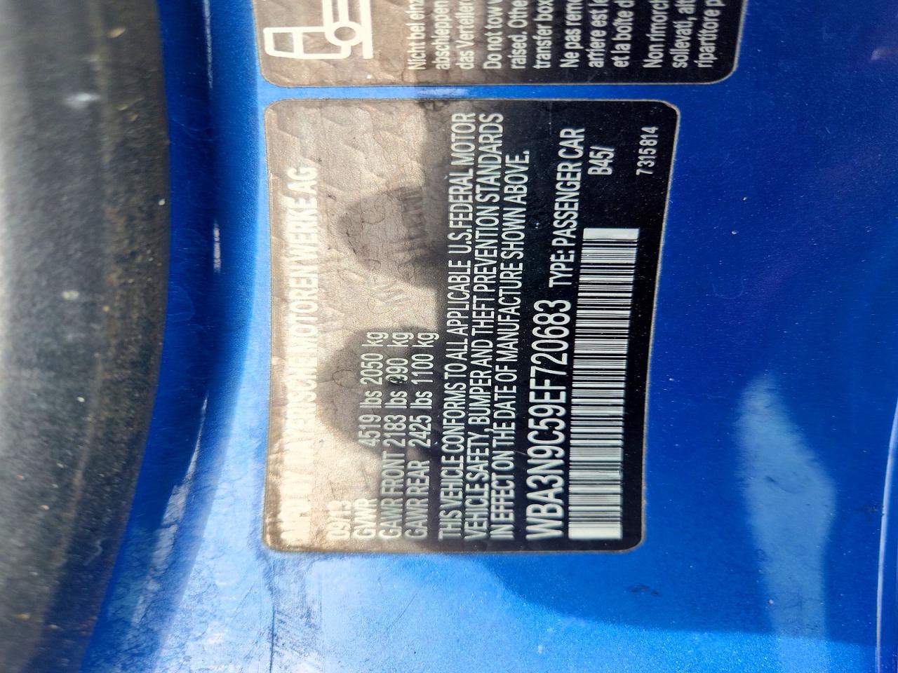 2014 Bmw 428 Xi Blue vin: WBA3N9C59EF720683
