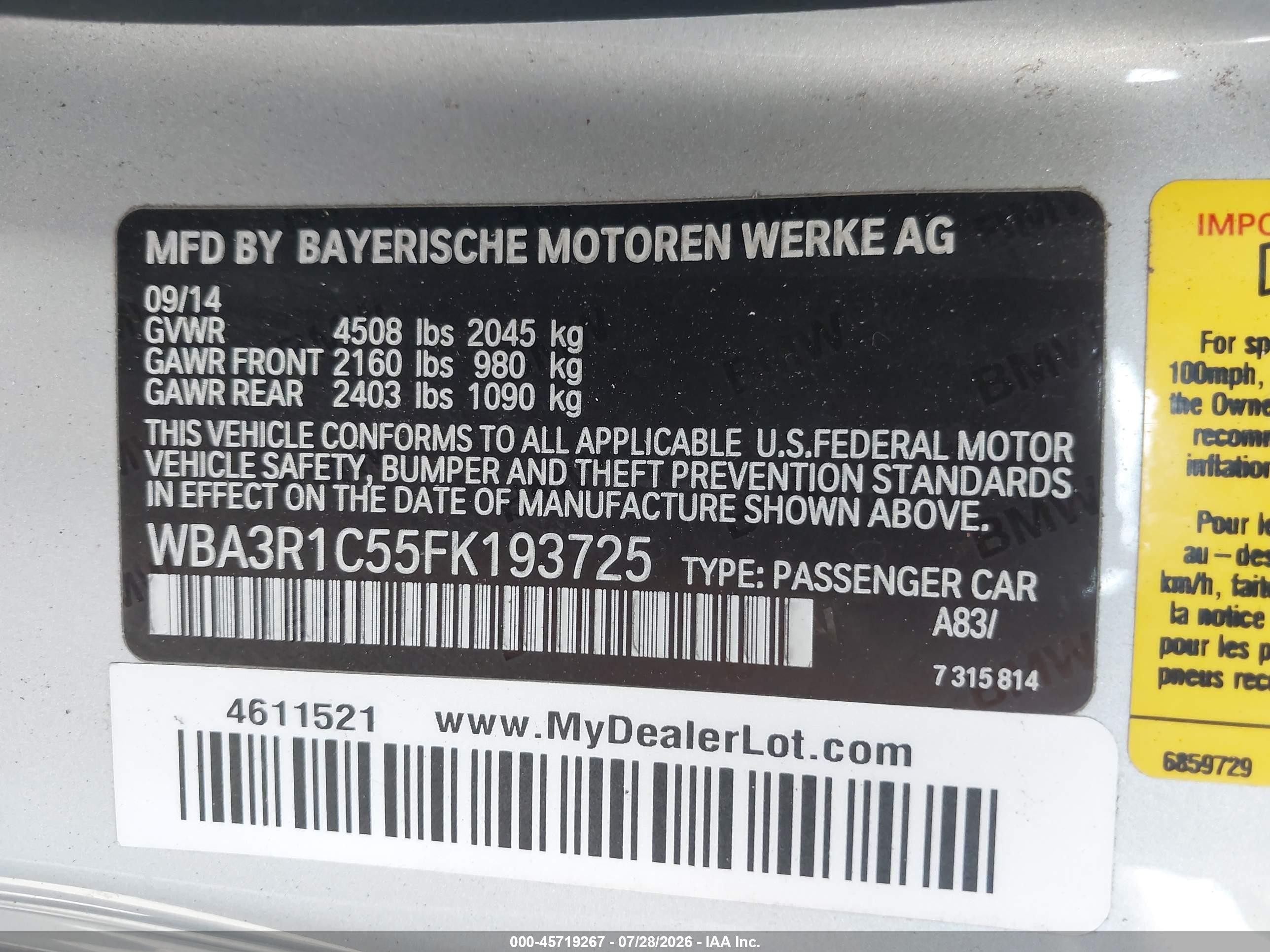 2015 Bmw 435i   Silver vin: WBA3R1C55FK193725