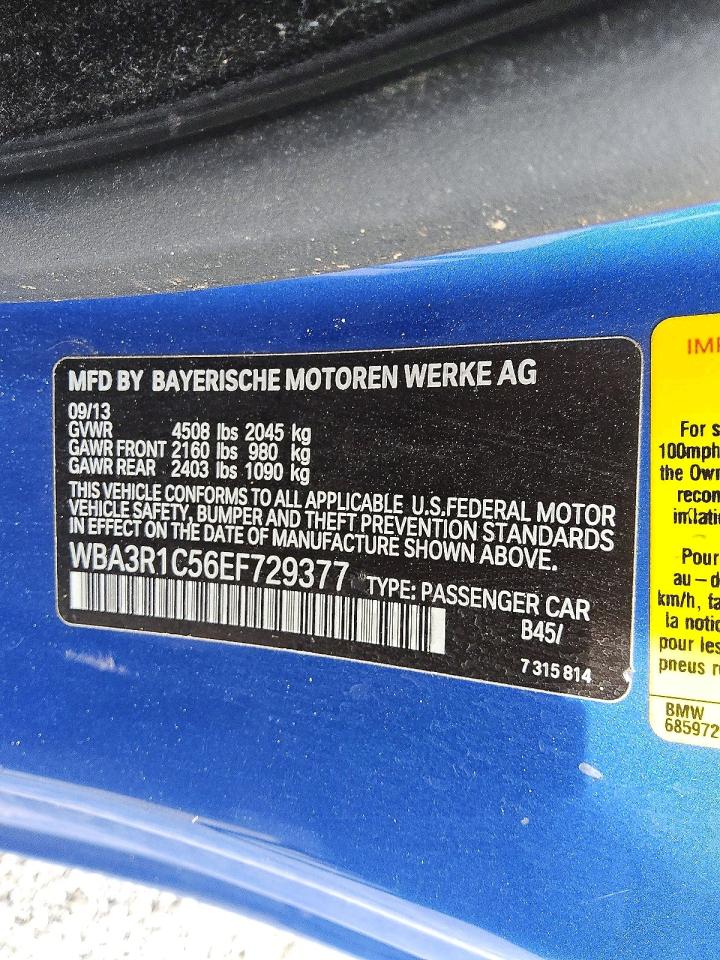 2014 Bmw 435 I Blue vin: WBA3R1C56EF729377
