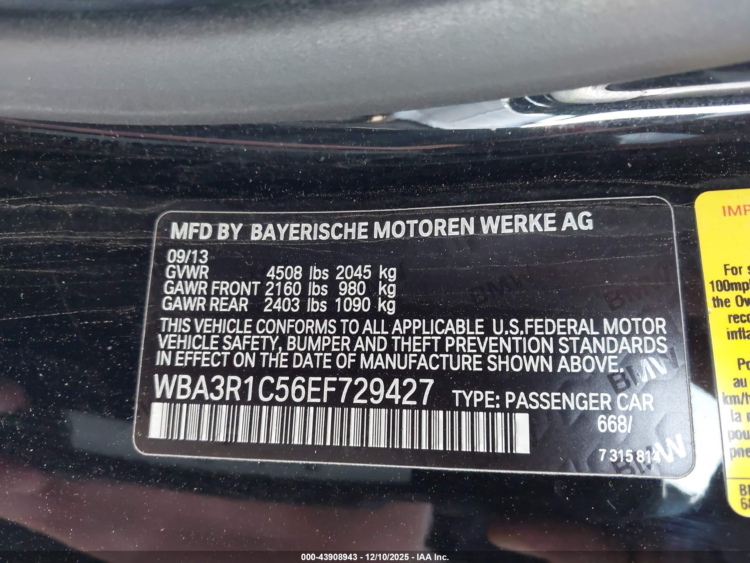 2014 Bmw 435i   Black vin: WBA3R1C56EF729427