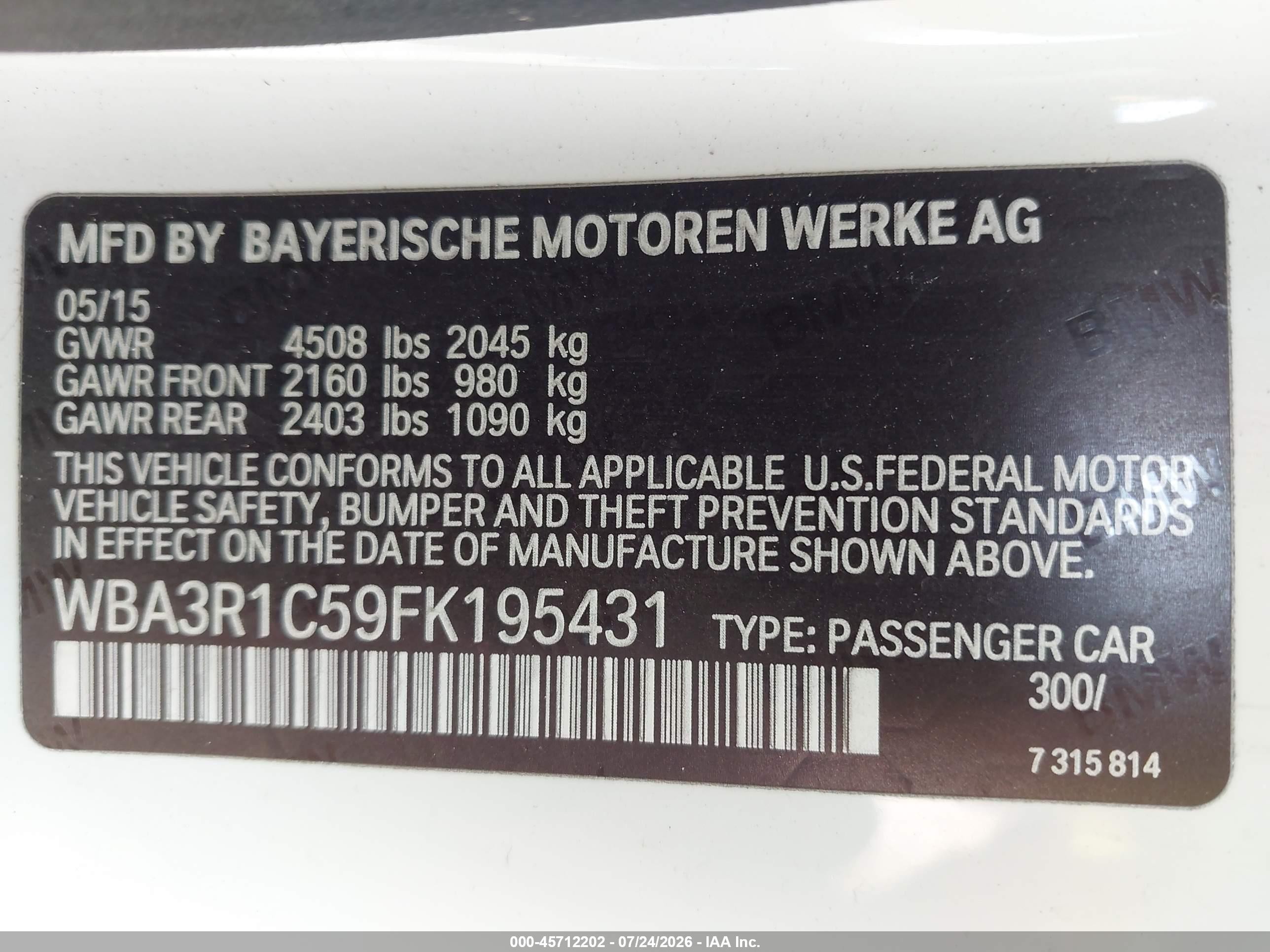 2015 Bmw 435i   White vin: WBA3R1C59FK195431