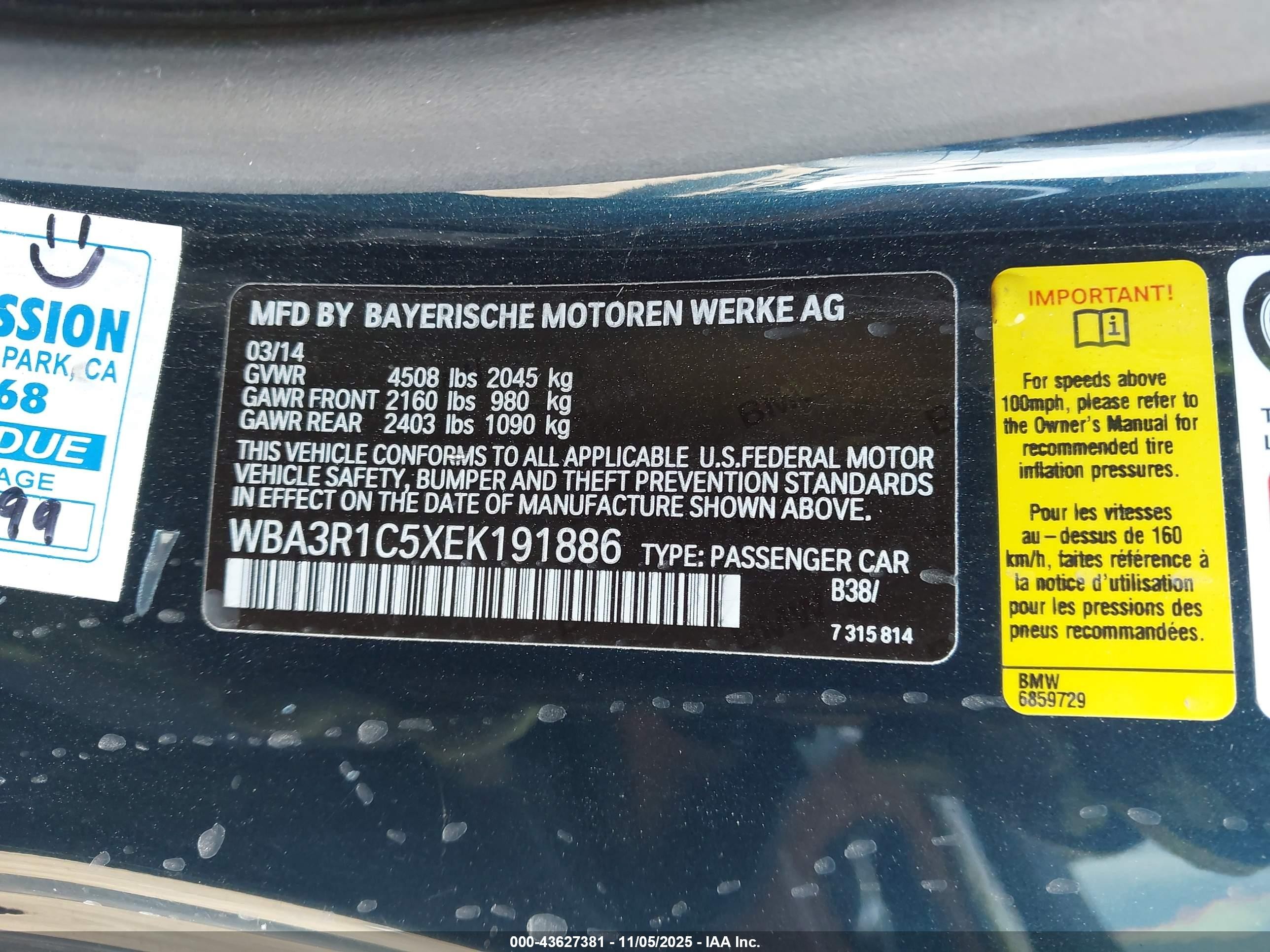 2014 Bmw 435i   Black vin: WBA3R1C5XEK191886