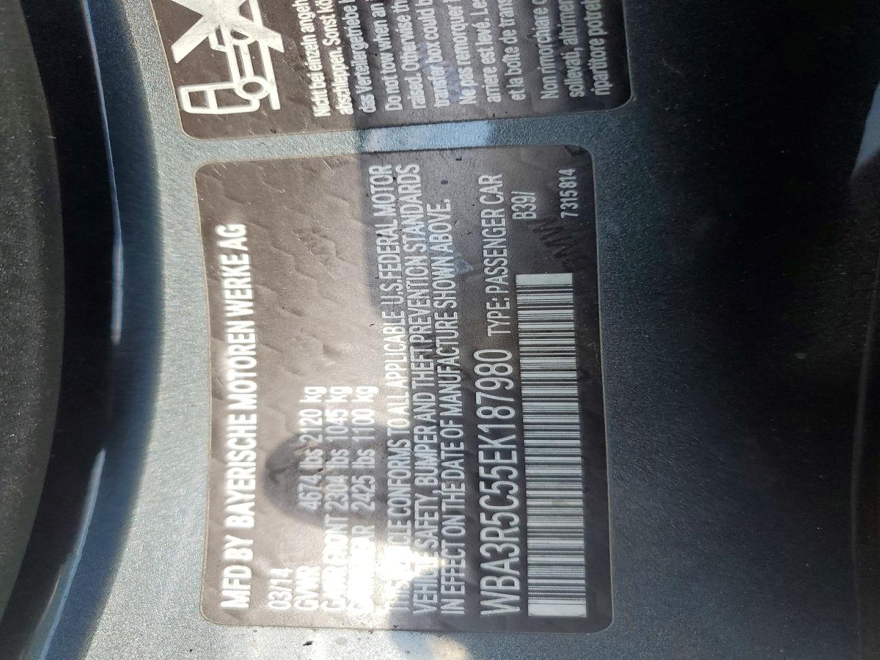 2014 Bmw 435 Xi Charcoal vin: WBA3R5C55EK187980