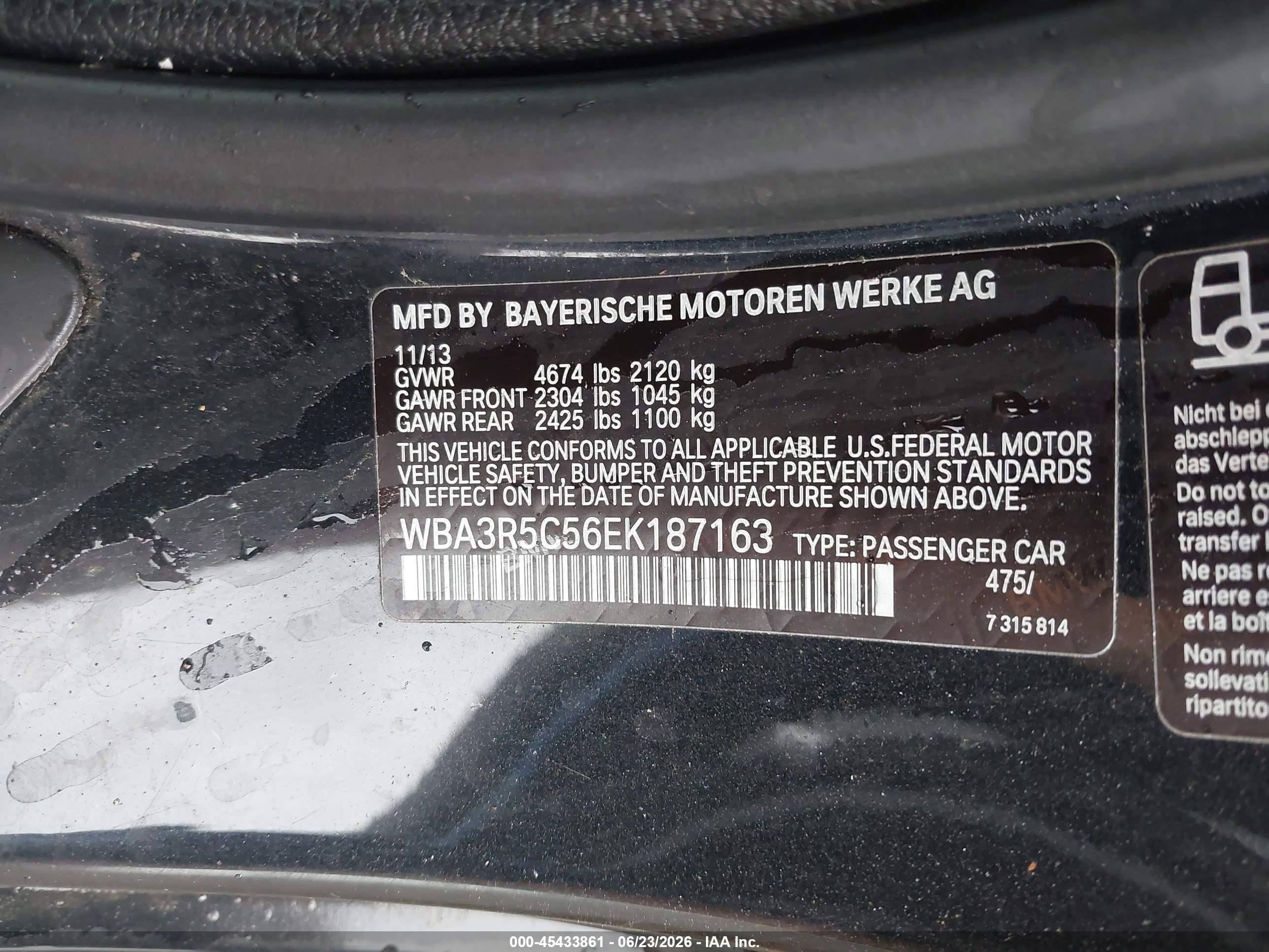 2014 Bmw 435i Xdrive Black vin: WBA3R5C56EK187163