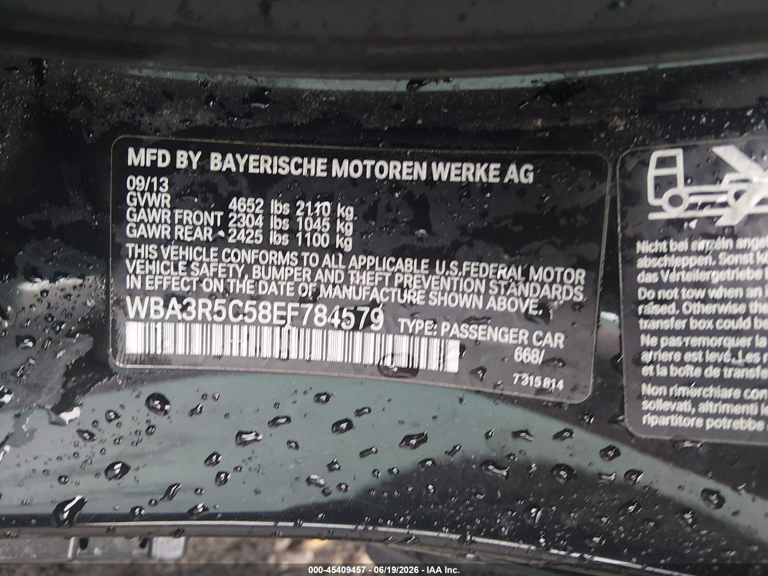 2014 Bmw 435i Xdrive Black vin: WBA3R5C58EF784579