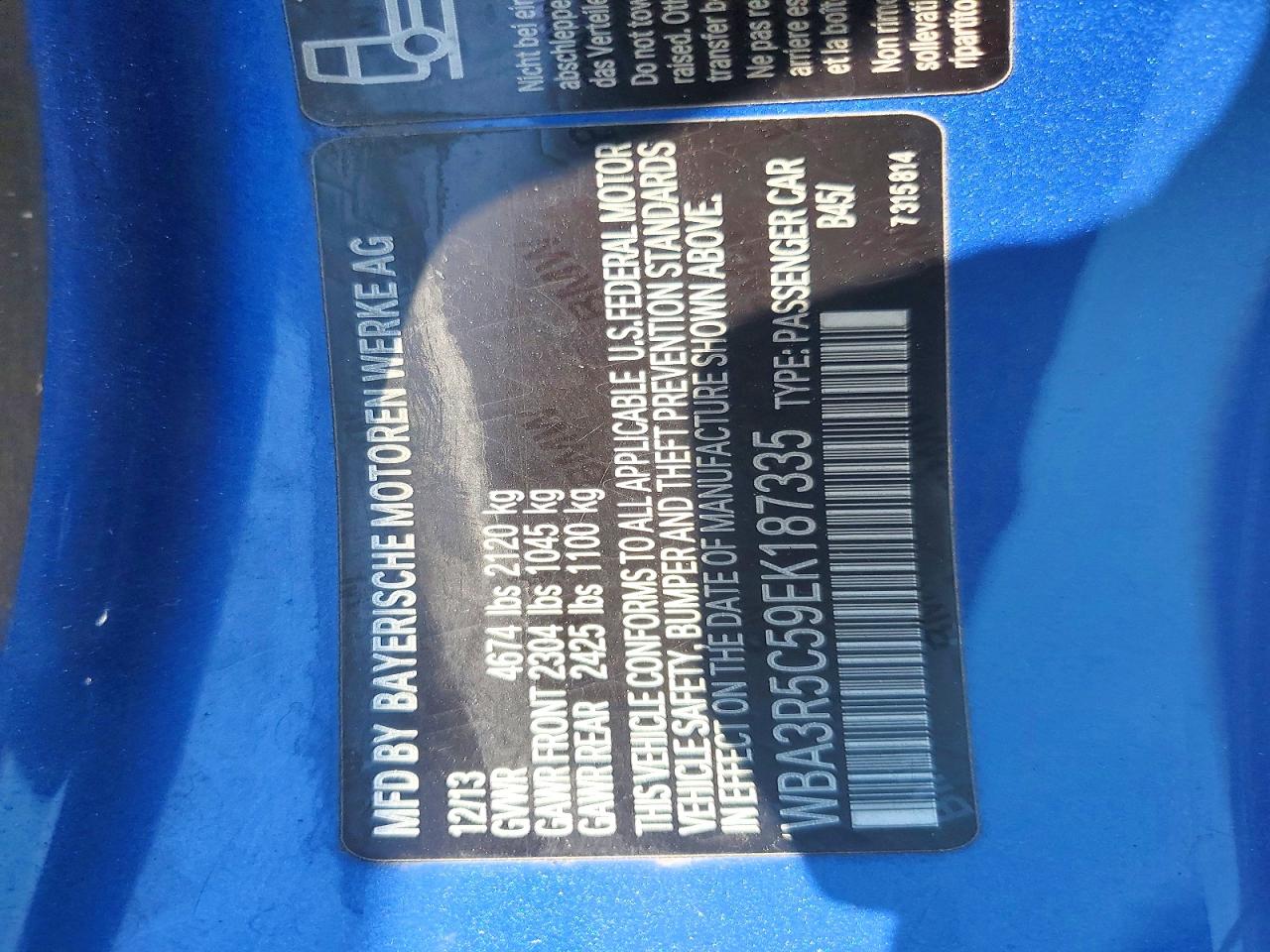 2014 Bmw 435 Xi Синий vin: WBA3R5C59EK187335