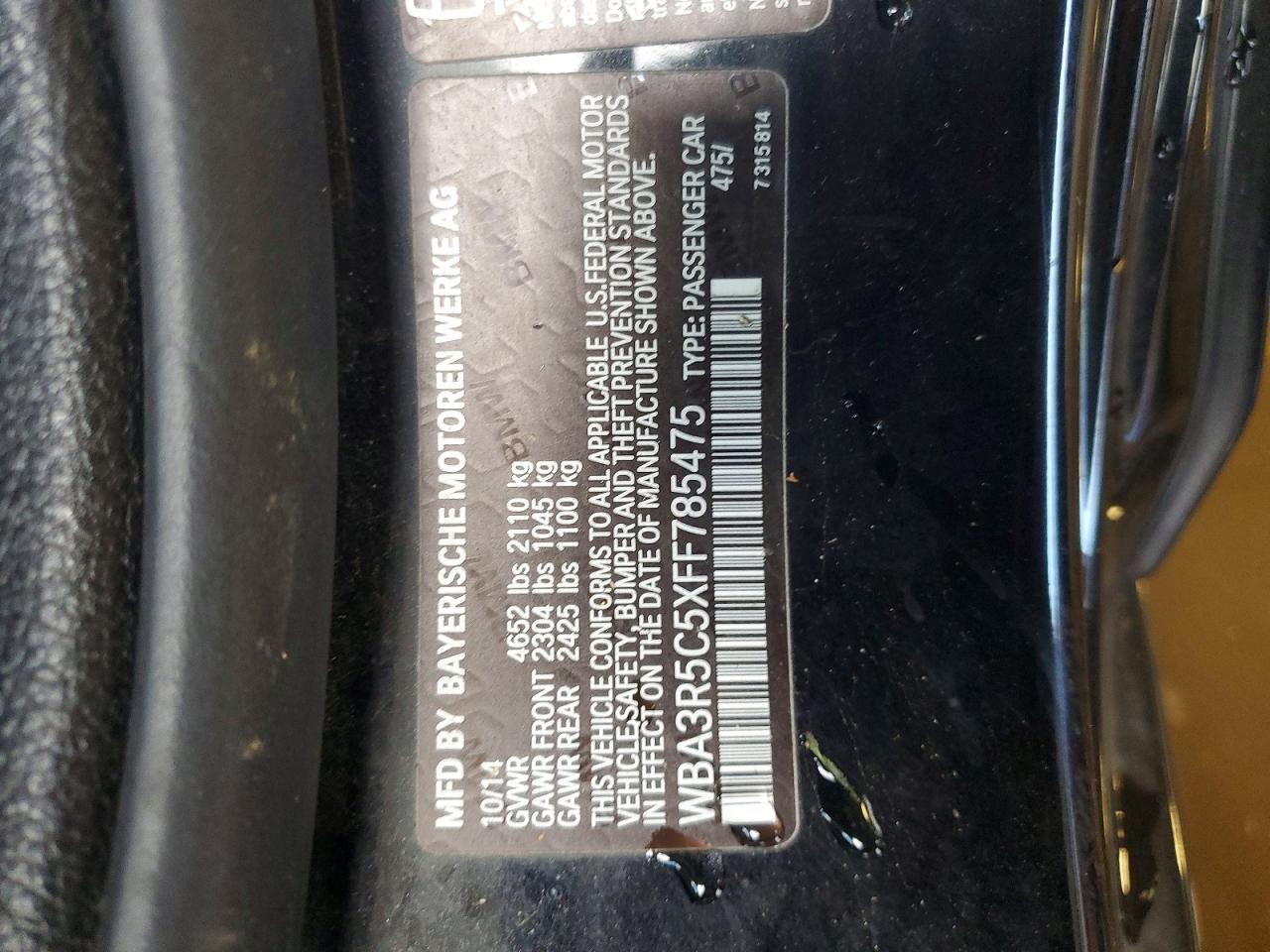 2015 Bmw 435 Xi Black vin: WBA3R5C5XFF785475