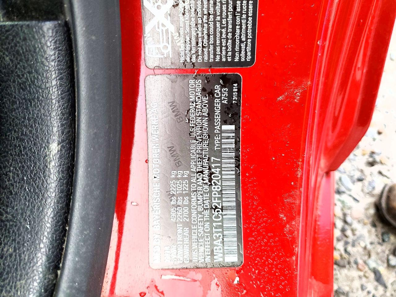 2015 Bmw 428 Xi Sulev Red vin: WBA3T1C52FP820417
