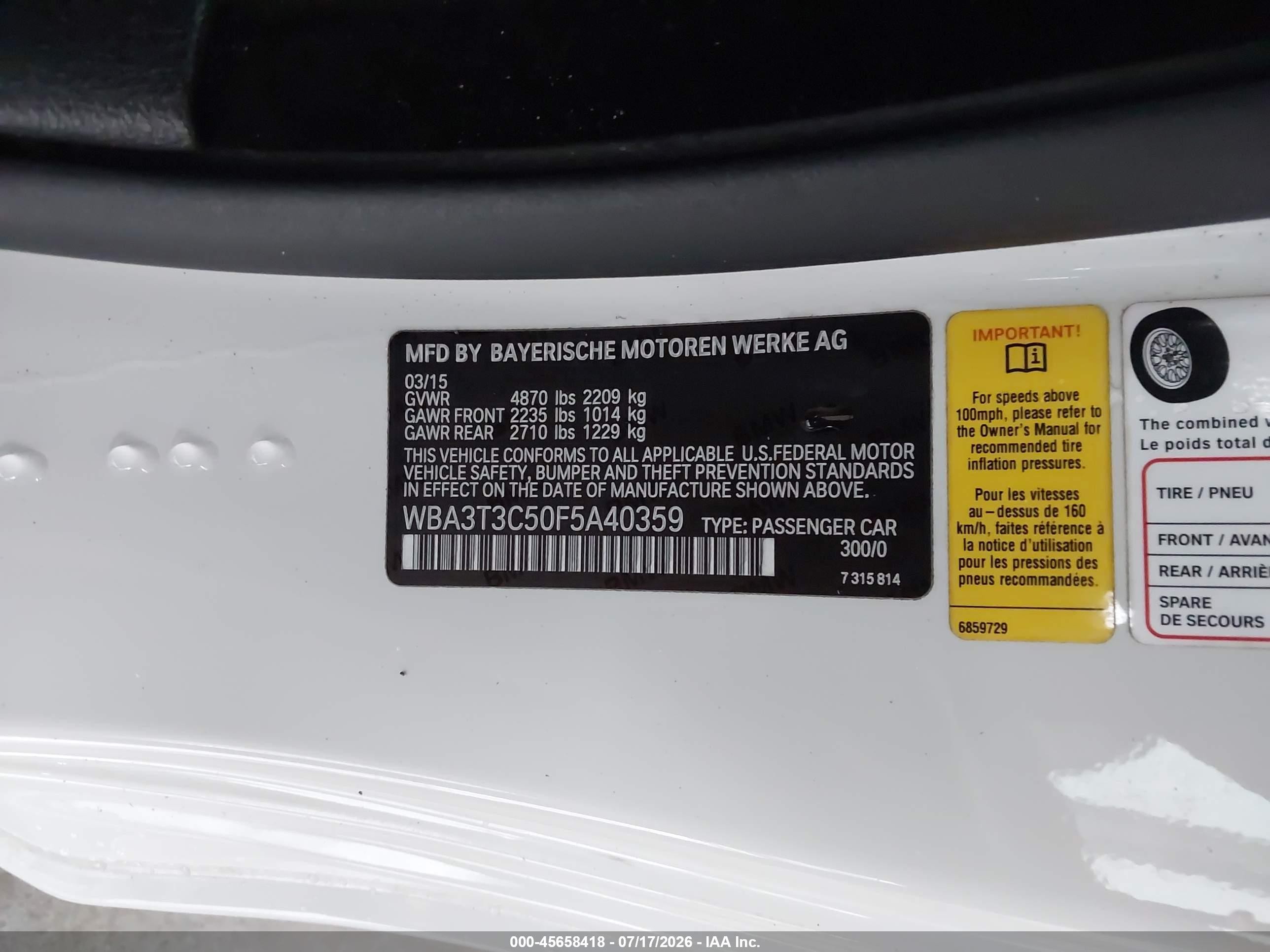 2015 Bmw 435i   Белый vin: WBA3T3C50F5A40359
