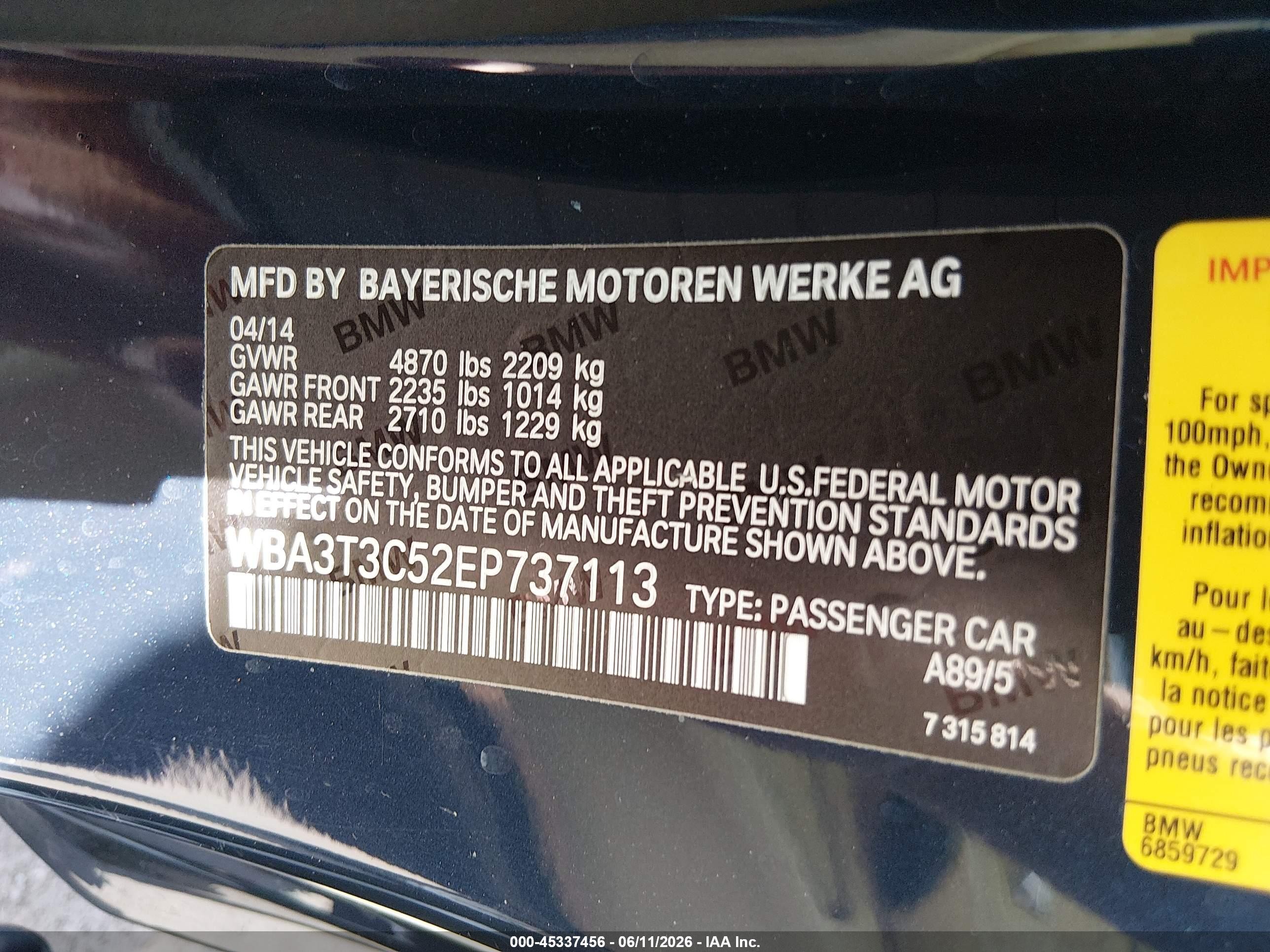 2014 Bmw 435i   Синий vin: WBA3T3C52EP737113