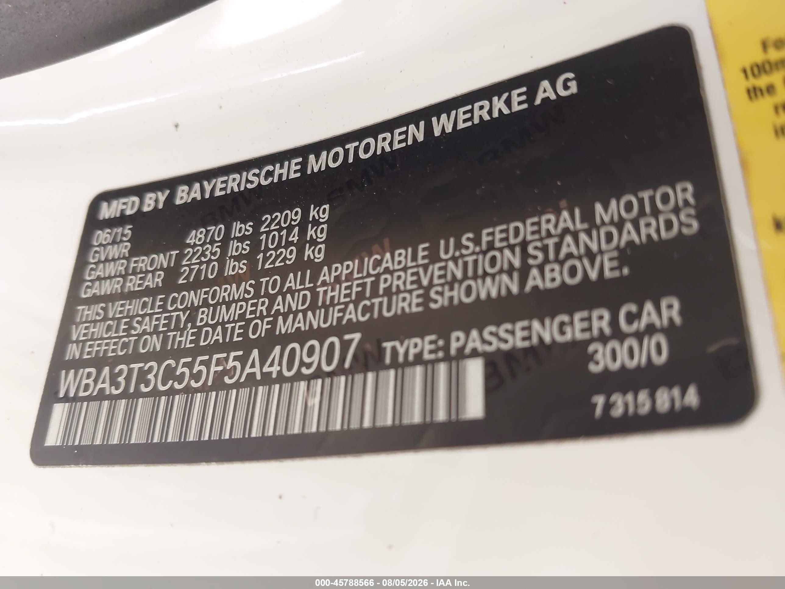 2015 Bmw 435i   White vin: WBA3T3C55F5A40907