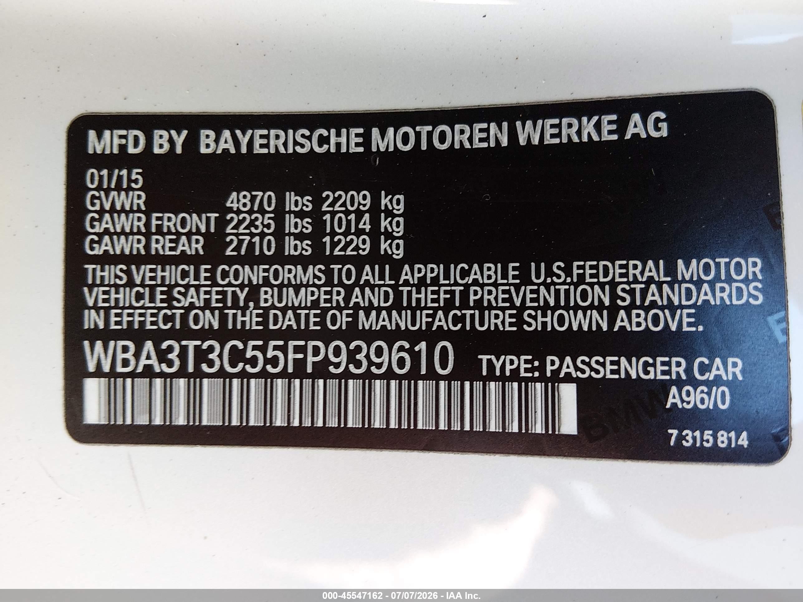 2015 Bmw 435i   White vin: WBA3T3C55FP939610