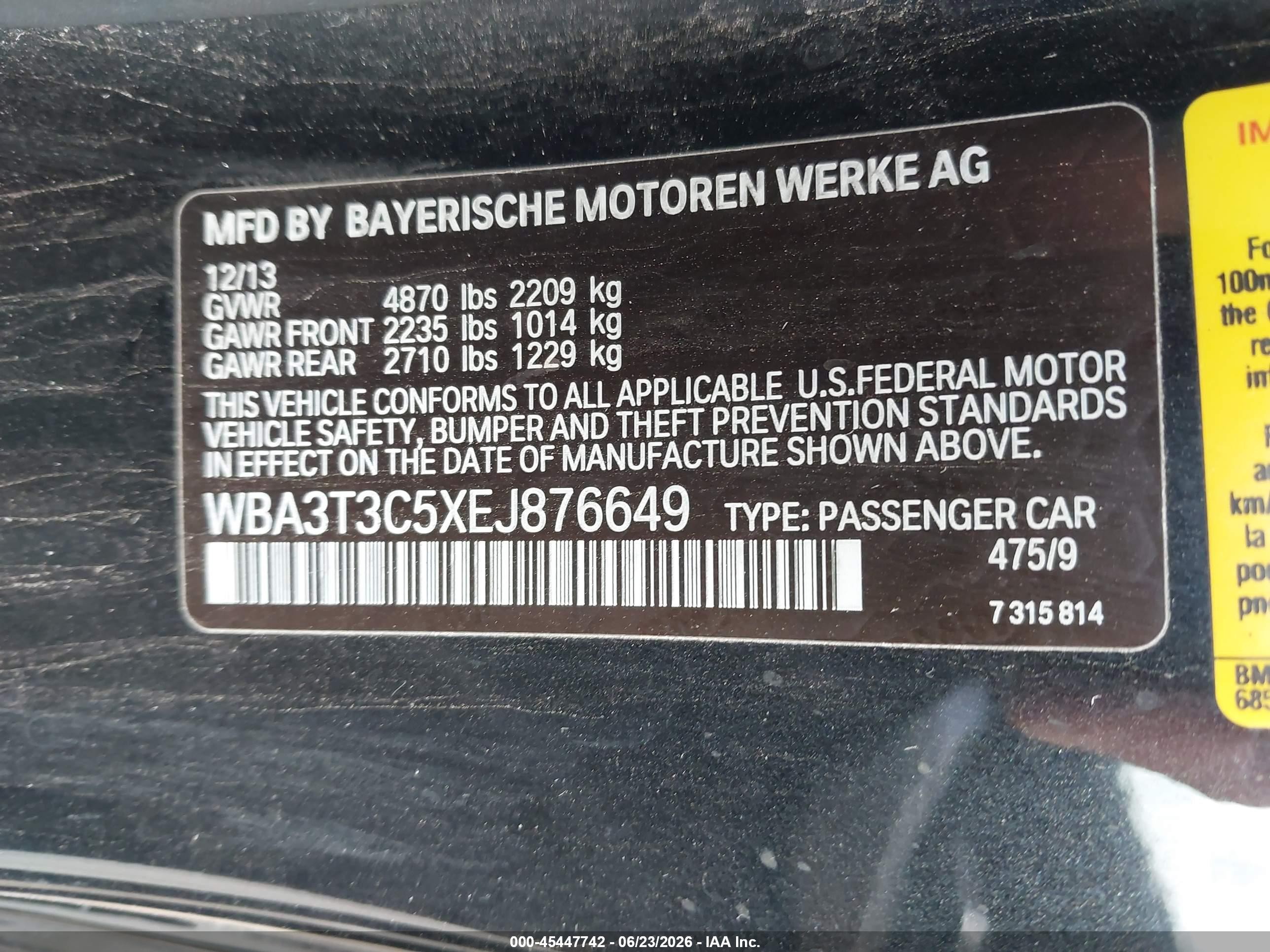 2014 Bmw 435i   Black vin: WBA3T3C5XEJ876649