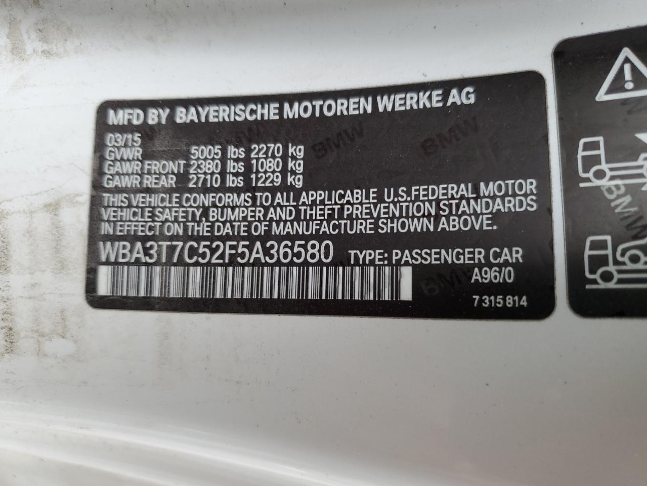 2015 Bmw 435 Xi White vin: WBA3T7C52F5A36580