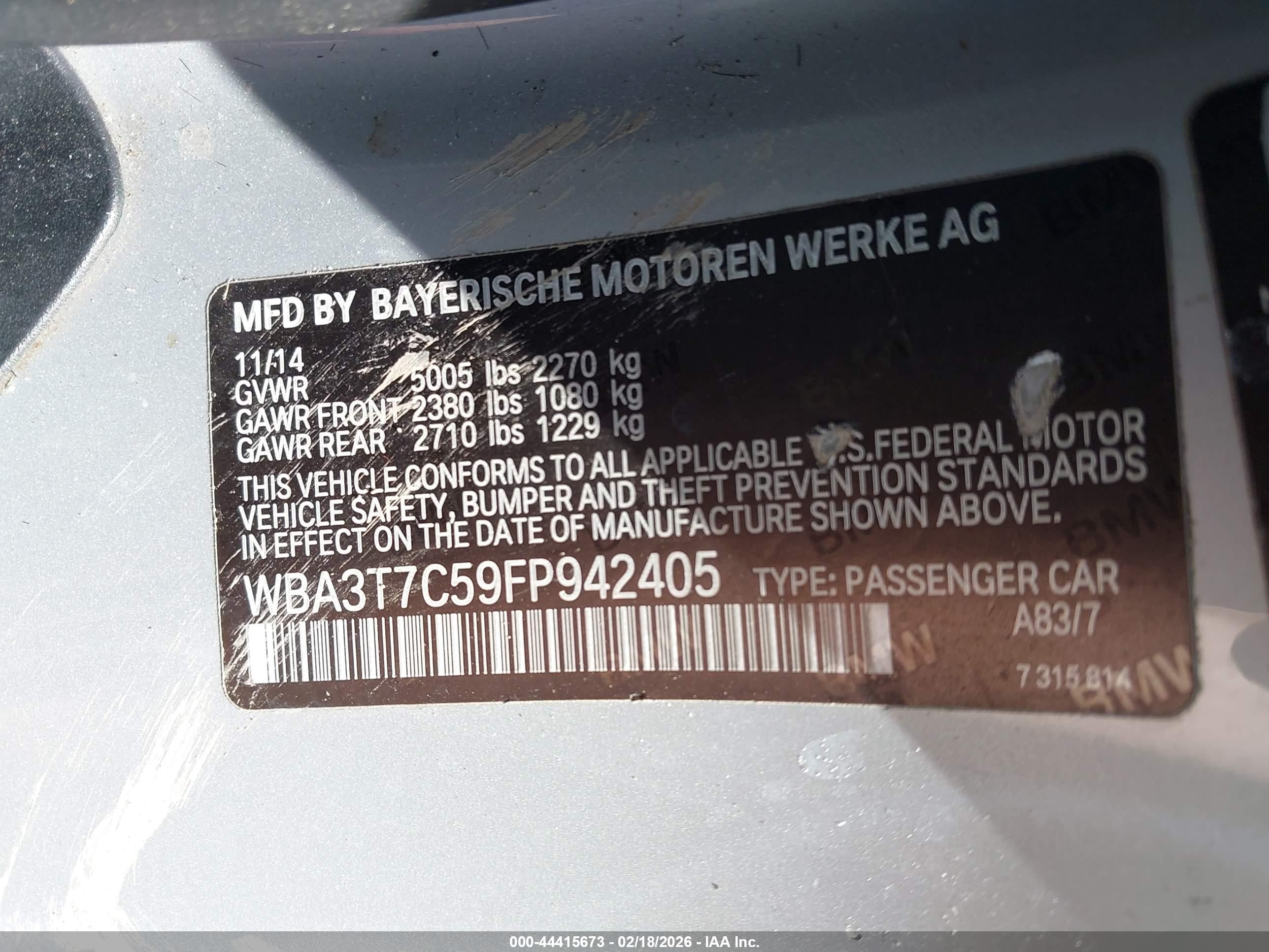 2015 Bmw 435i Xdrive Silver vin: WBA3T7C59FP942405