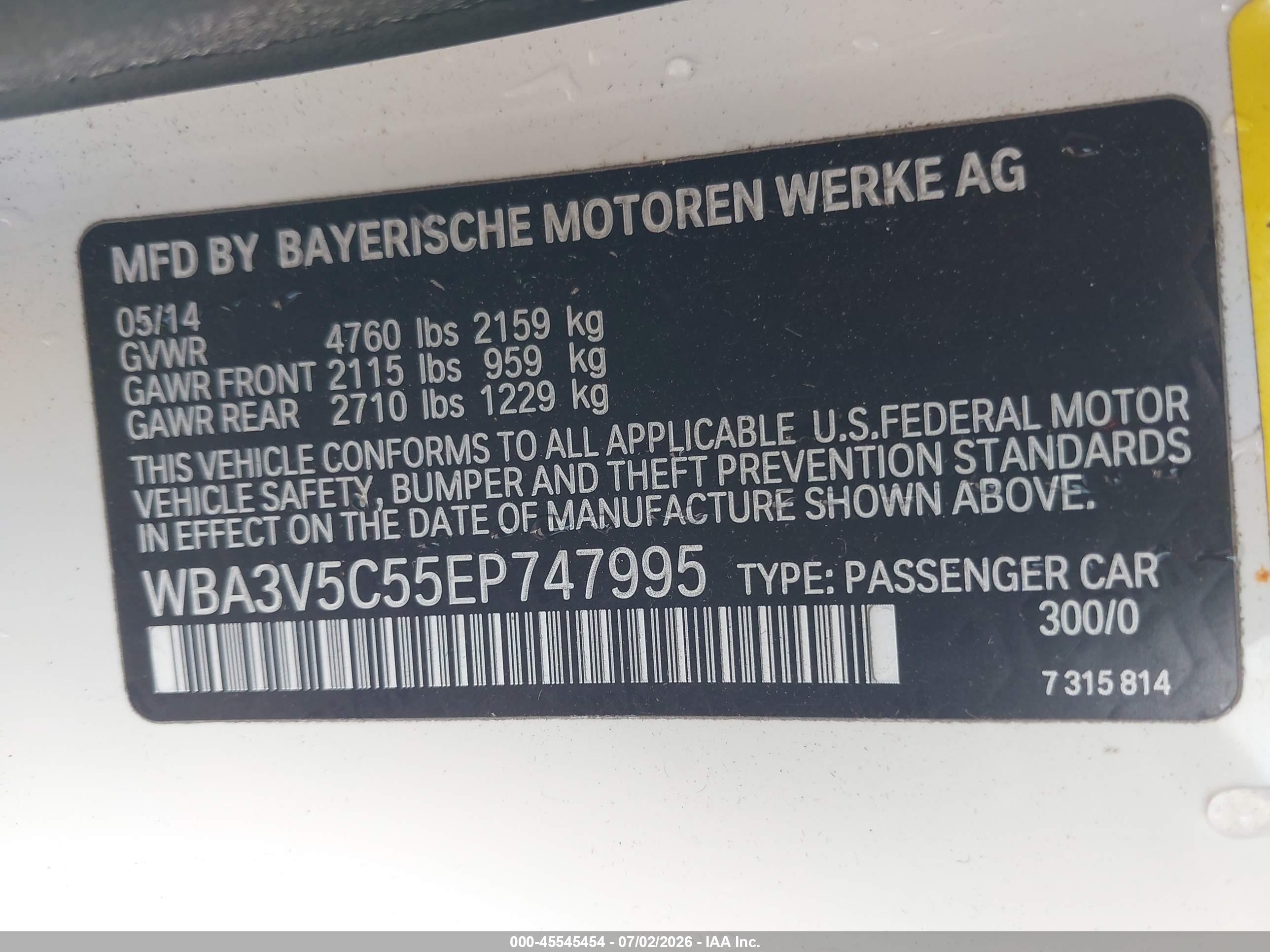 2014 Bmw 428i White vin: WBA3V5C55EP747995