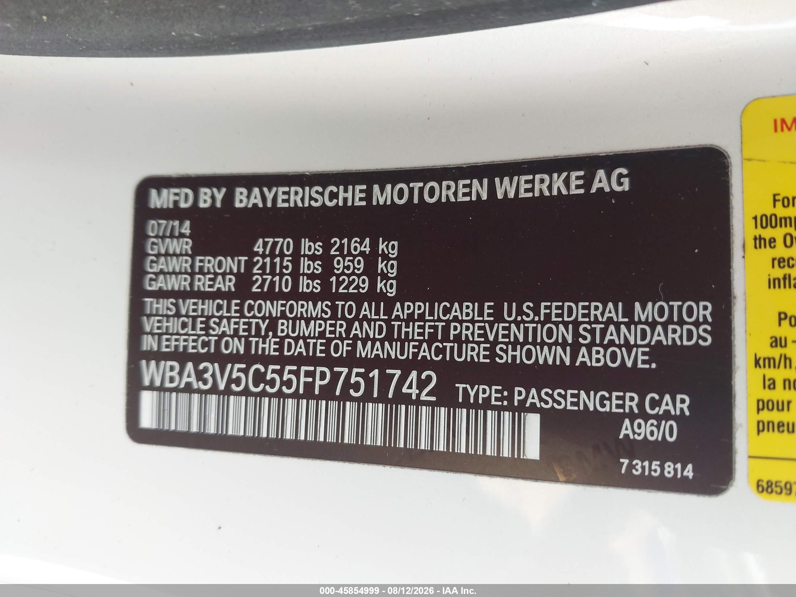 2015 Bmw 428i   White vin: WBA3V5C55FP751742