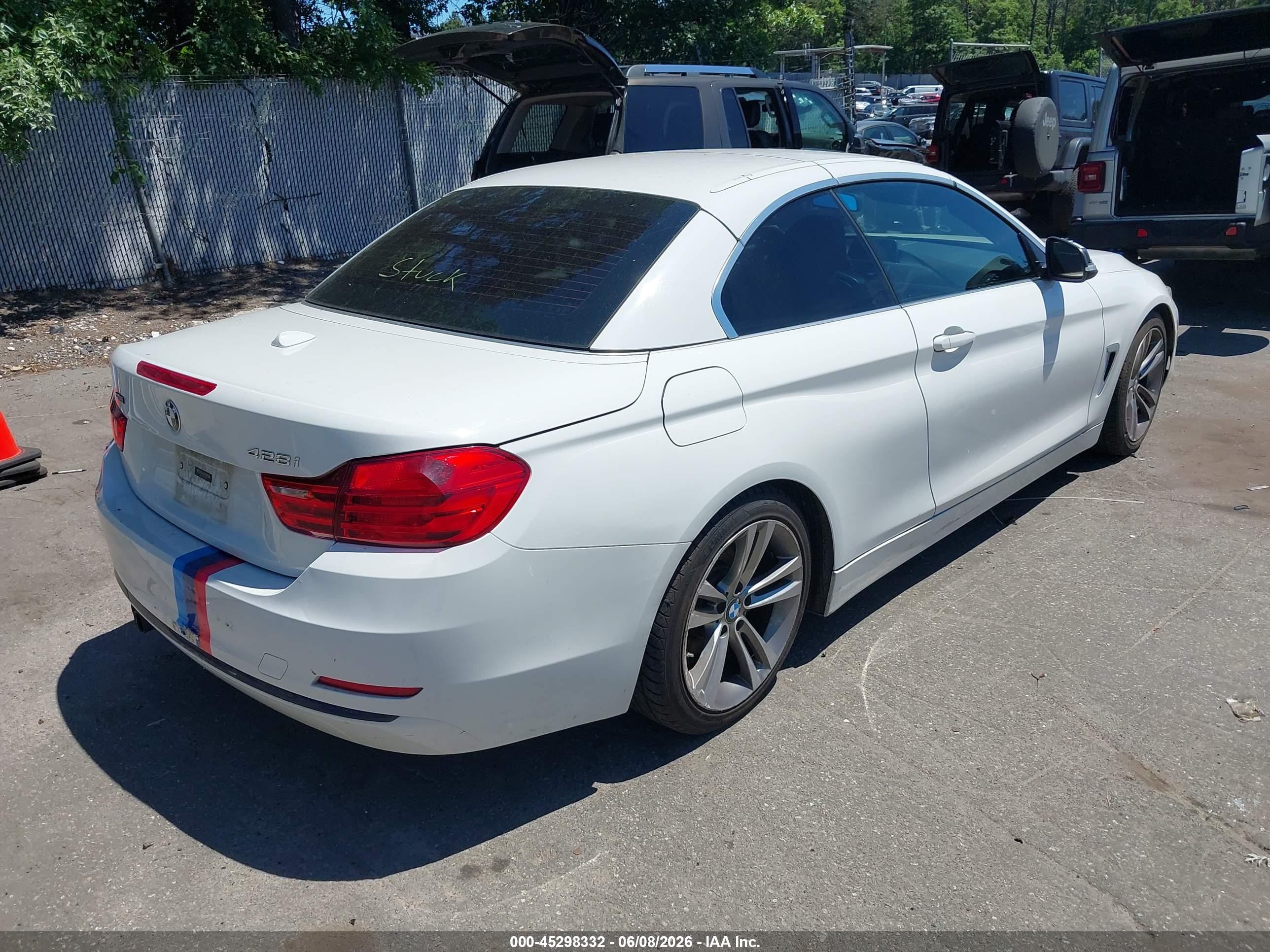 2015 Bmw 428i   White vin: WBA3V5C56FP751815