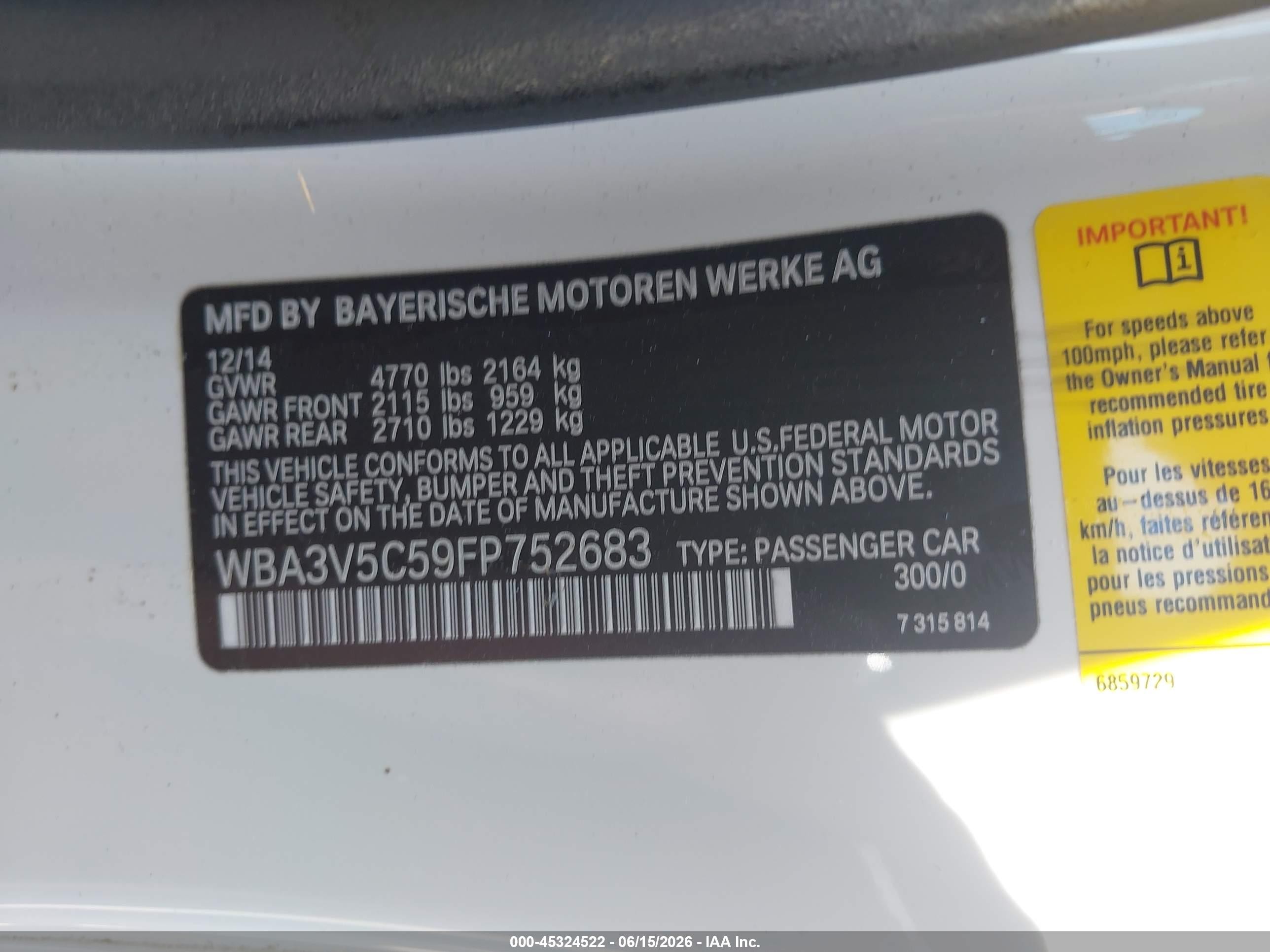 2015 Bmw 428i   White vin: WBA3V5C59FP752683
