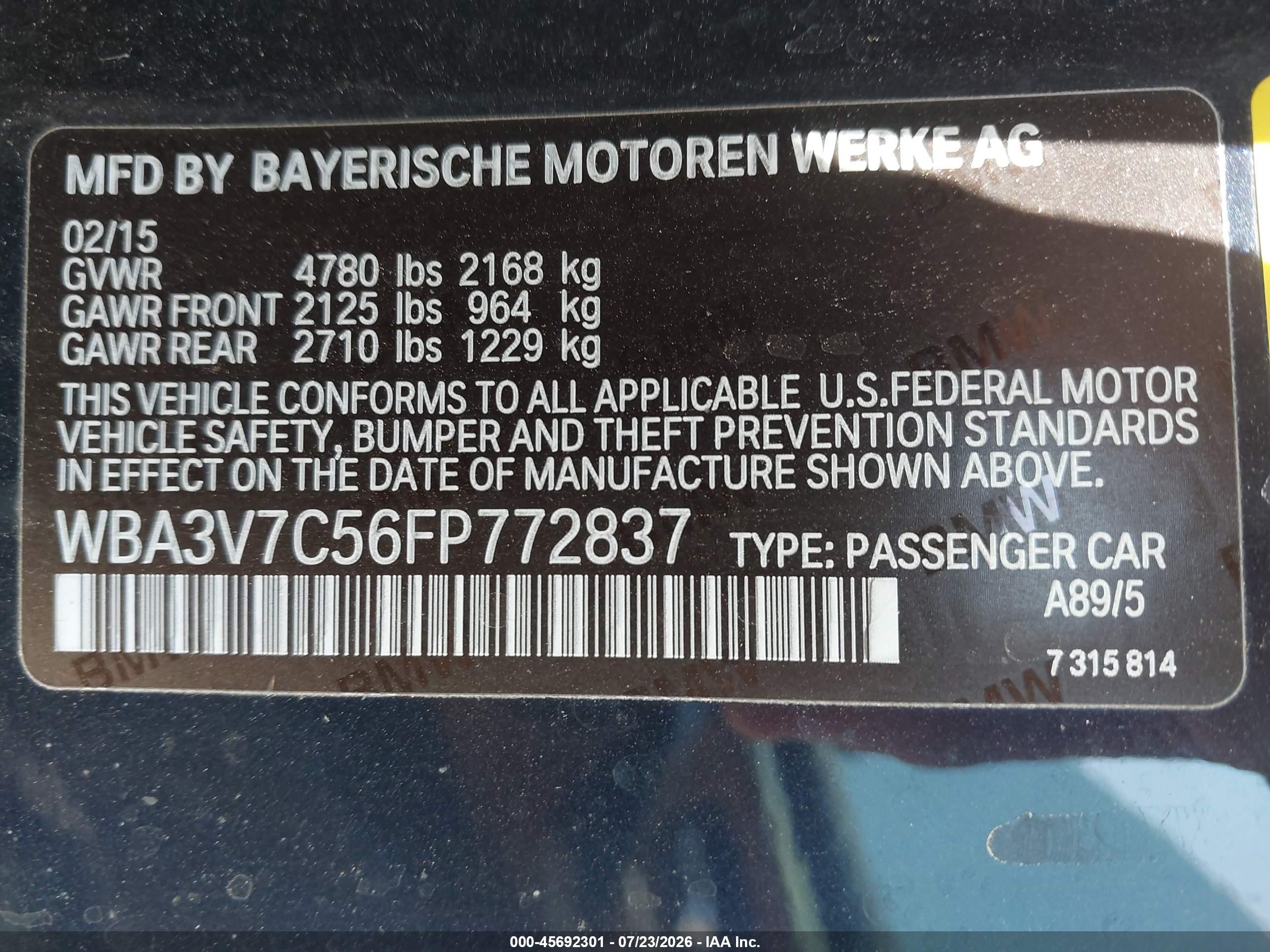 2015 Bmw 428i Blue vin: WBA3V7C56FP772837