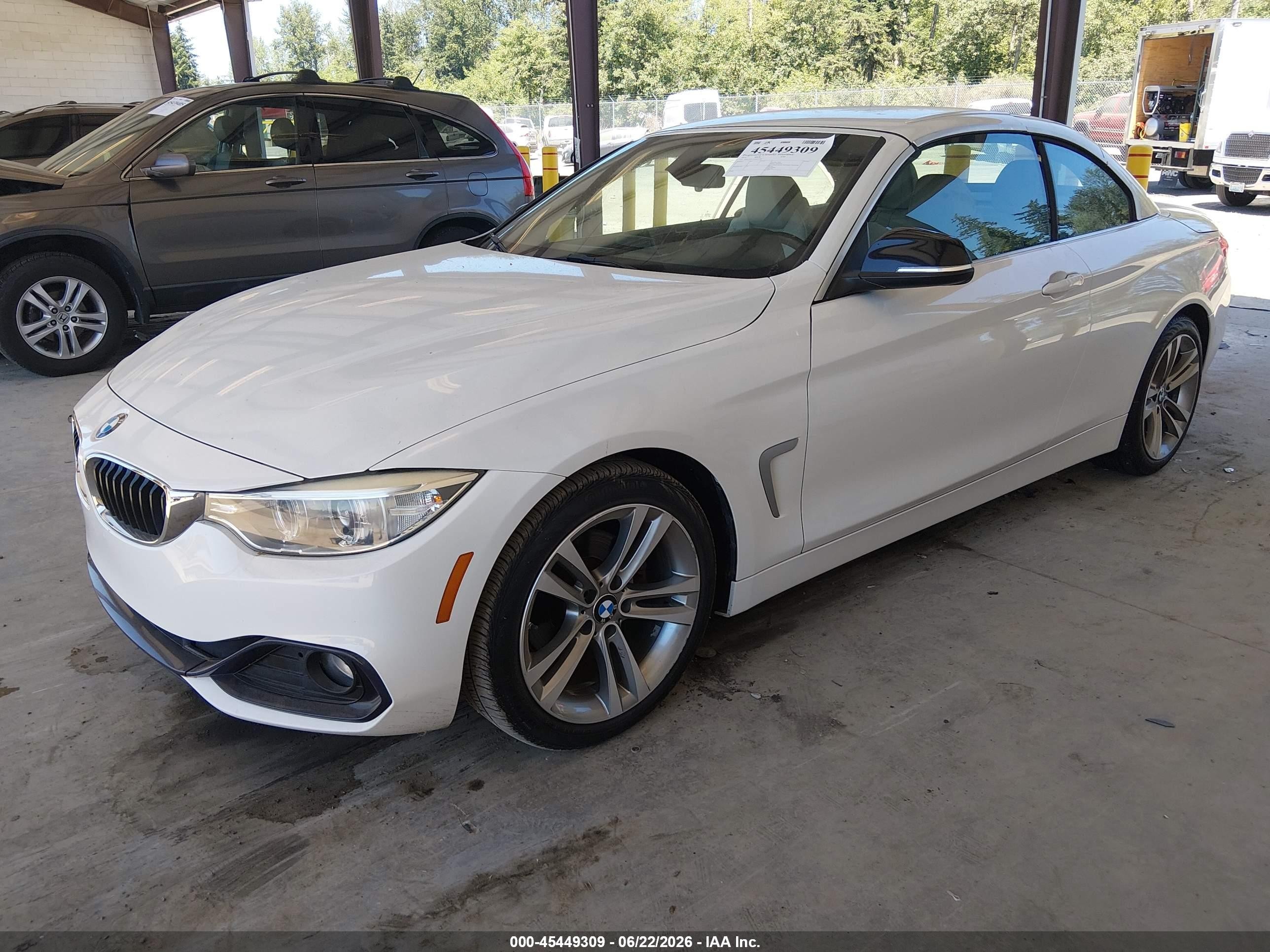 2014 Bmw 428i   White vin: WBA3V7C57EJ873189