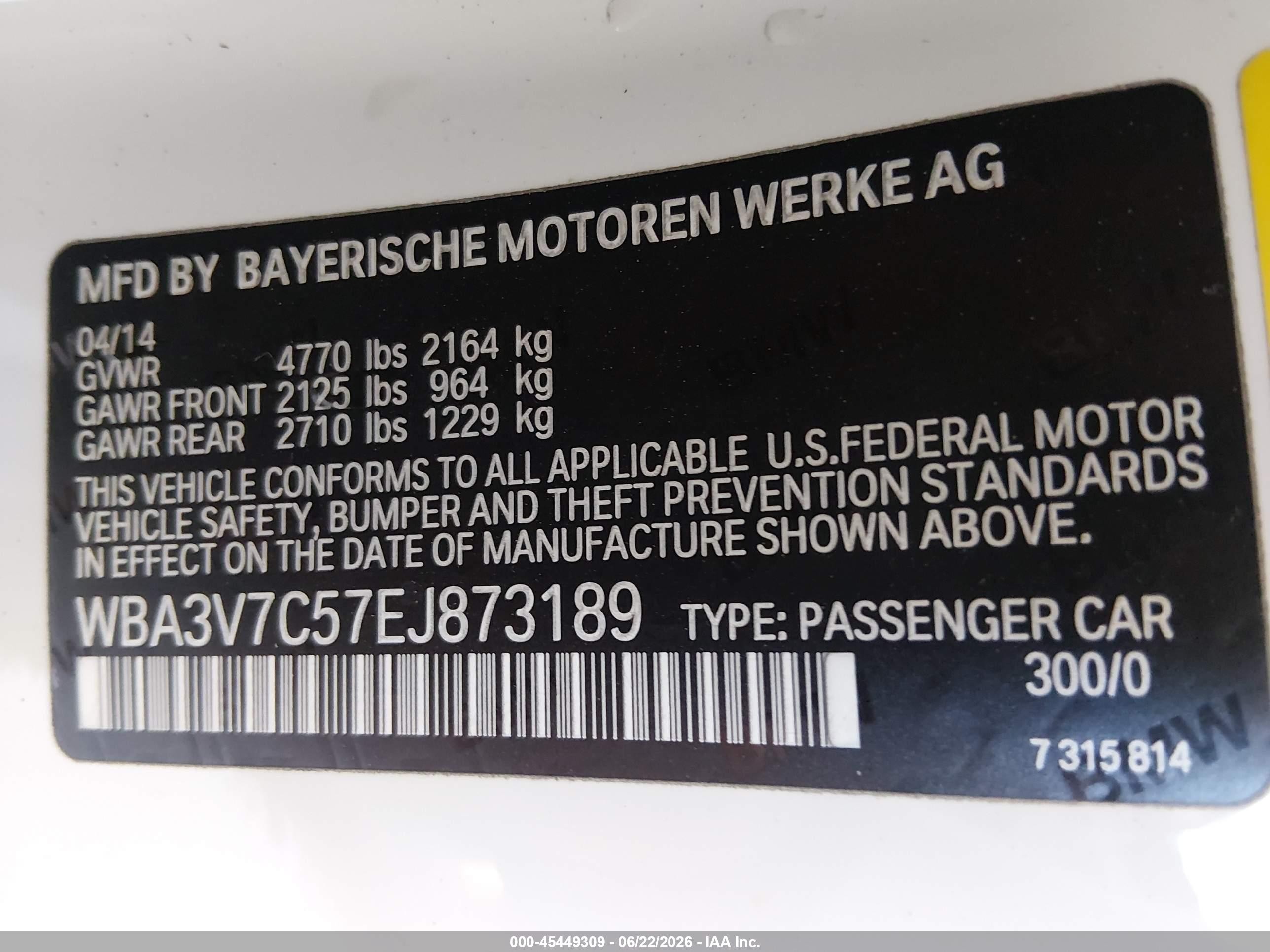 2014 Bmw 428i   White vin: WBA3V7C57EJ873189
