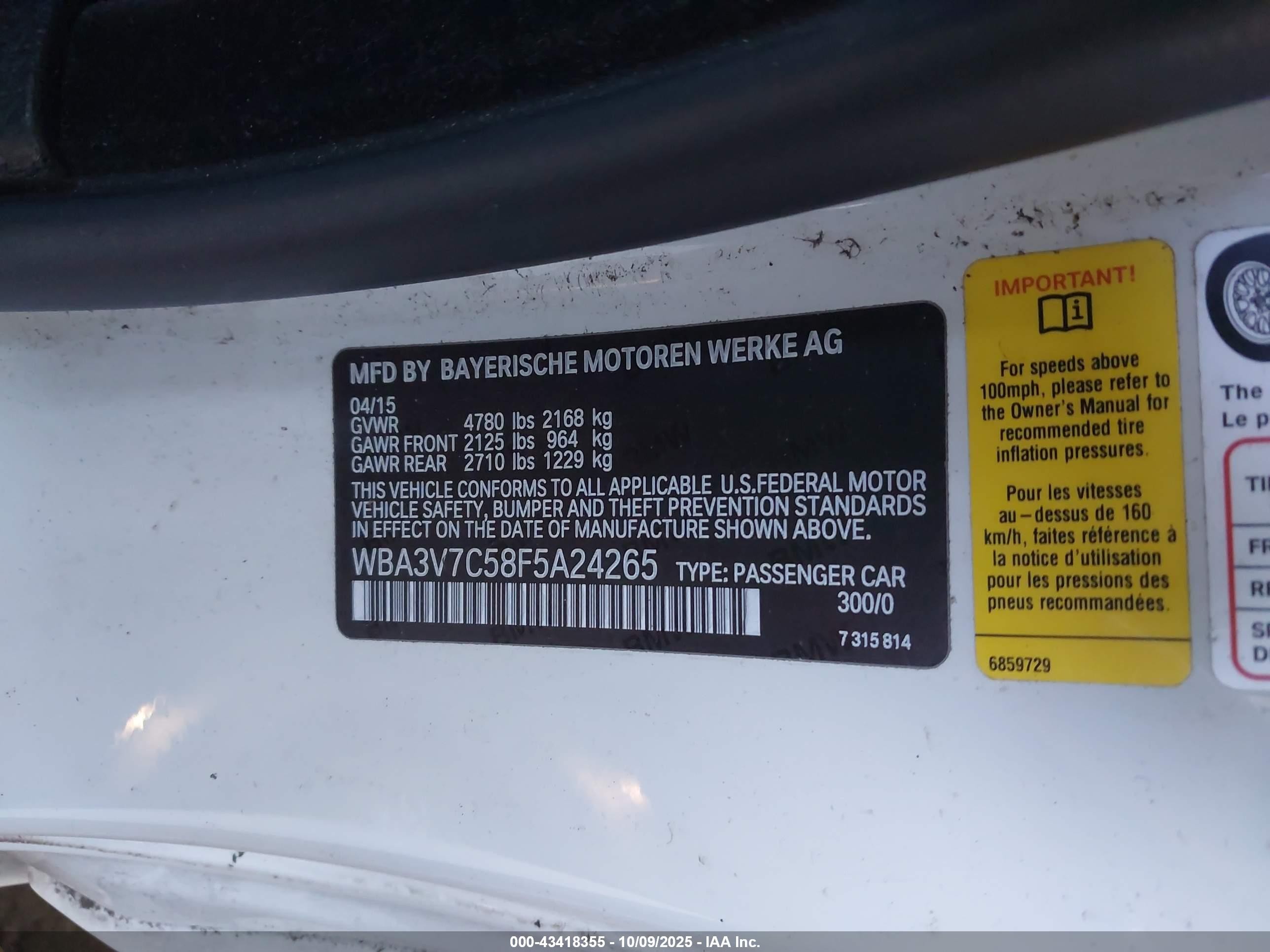 2015 Bmw 428i   White vin: WBA3V7C58F5A24265