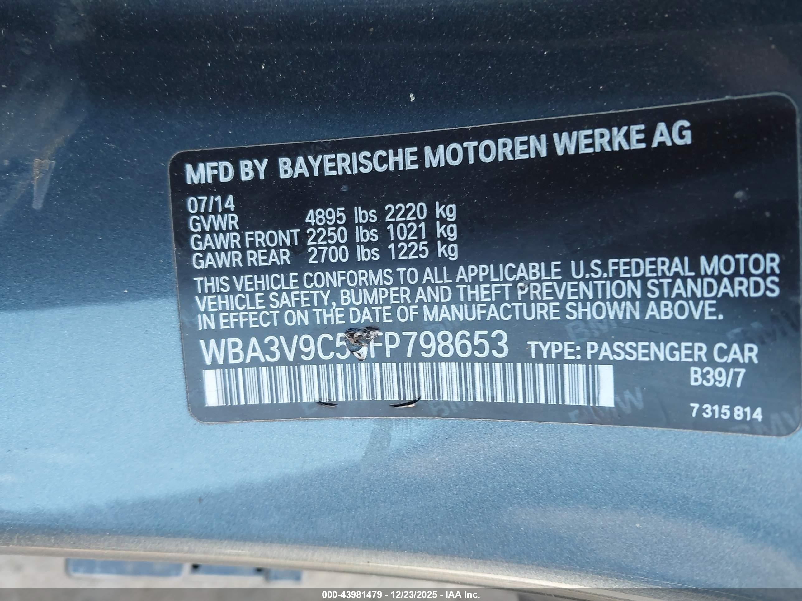 2015 Bmw 428i Xdrive Gray vin: WBA3V9C50FP798653