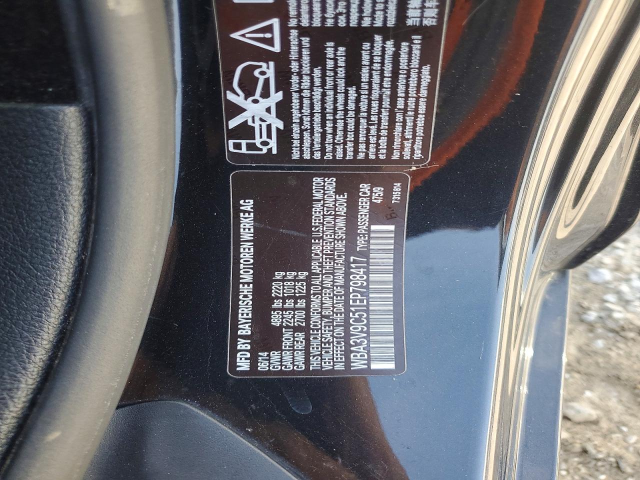 2014 Bmw 428 Xi Black vin: WBA3V9C51EP798417