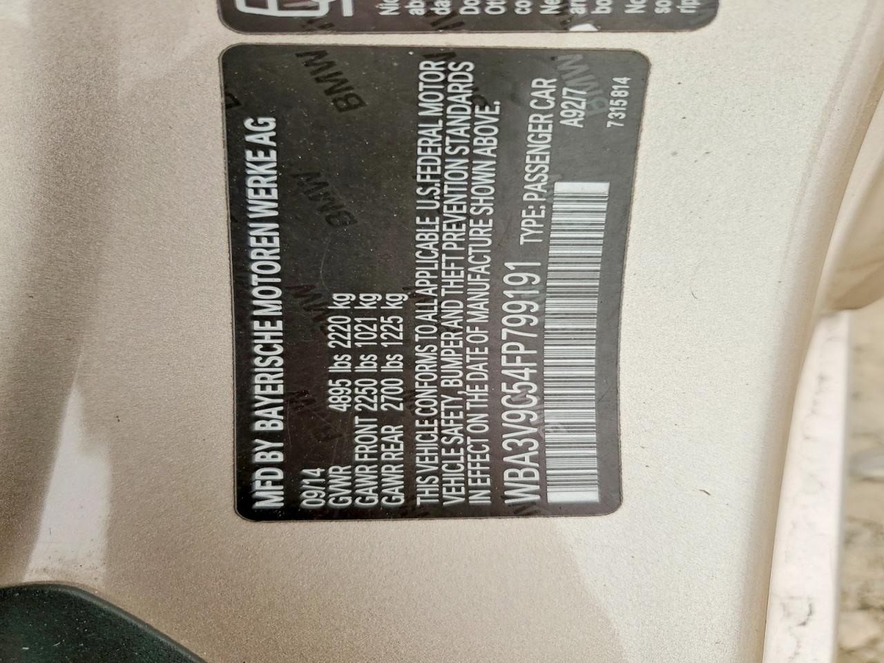 2015 Bmw 428 Xi Tan vin: WBA3V9C54FP799191