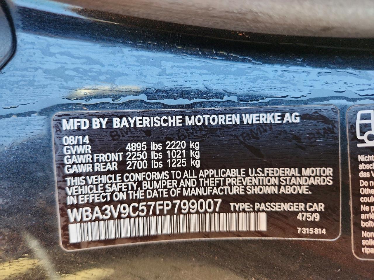 2015 Bmw 428 Xi Black vin: WBA3V9C57FP799007
