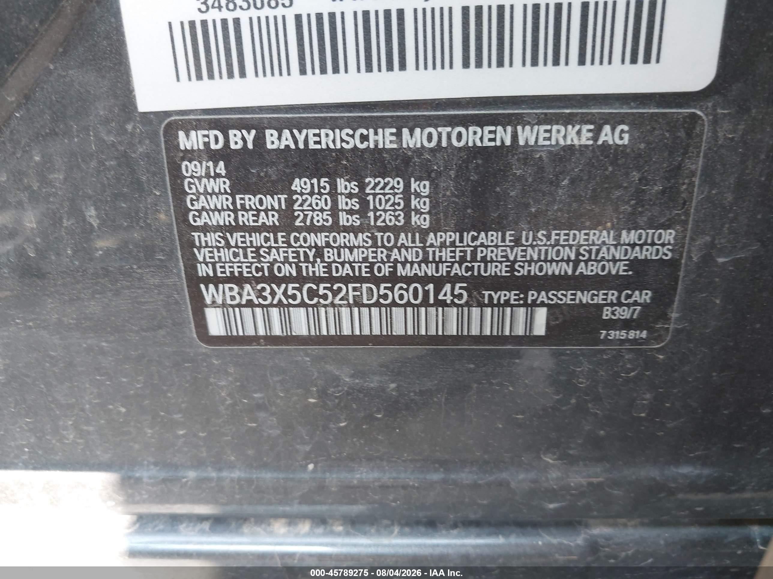 2015 Bmw 328i Gran Turismo Xdrive Gray vin: WBA3X5C52FD560145