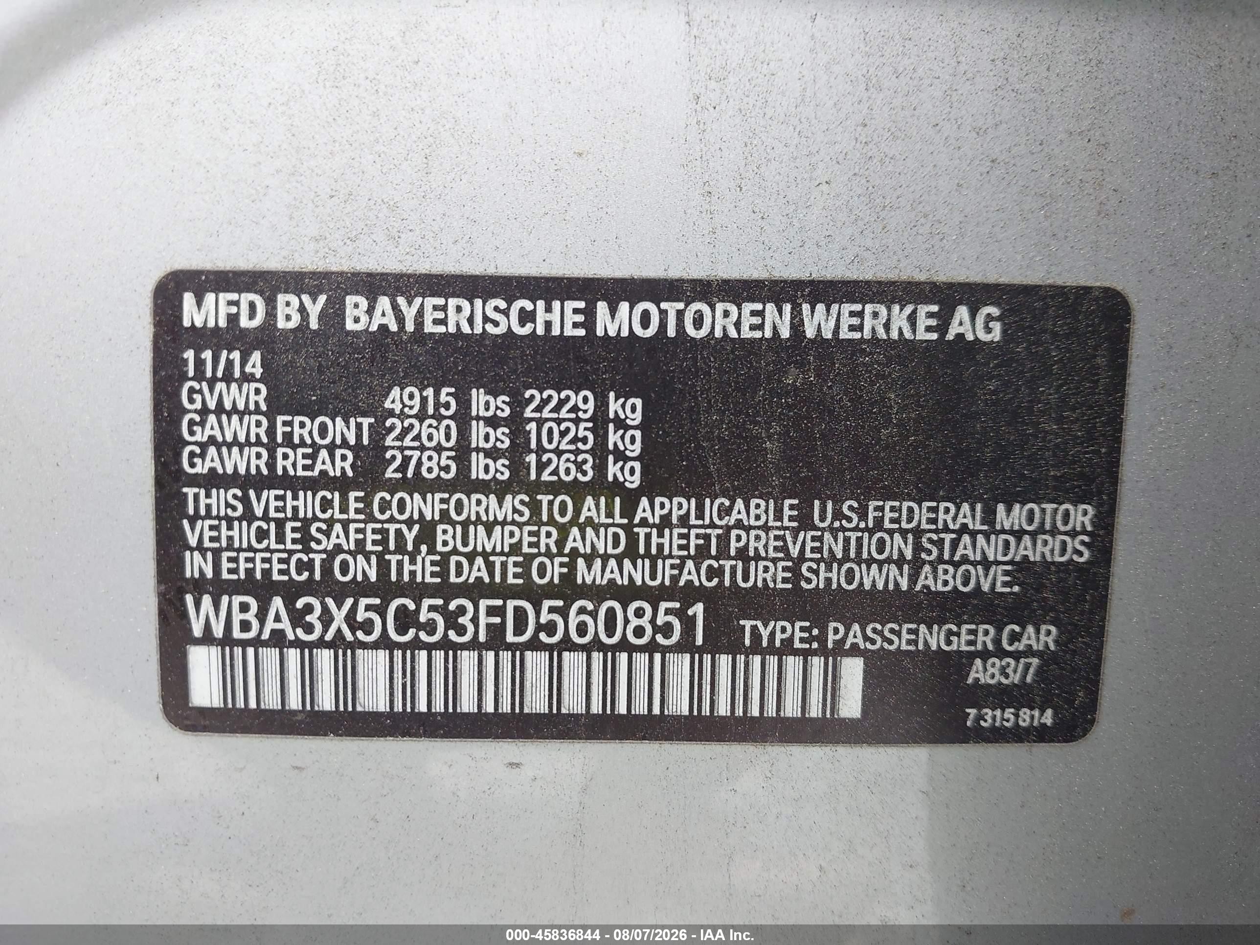 2015 Bmw 328i Gran Turismo Xdrive Серебряный vin: WBA3X5C53FD560851