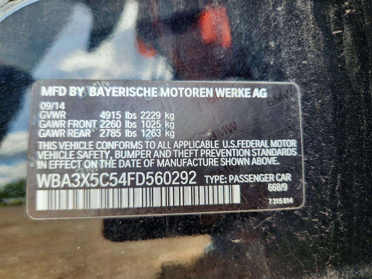 2015 Bmw 328 Xigt Black vin: WBA3X5C54FD560292