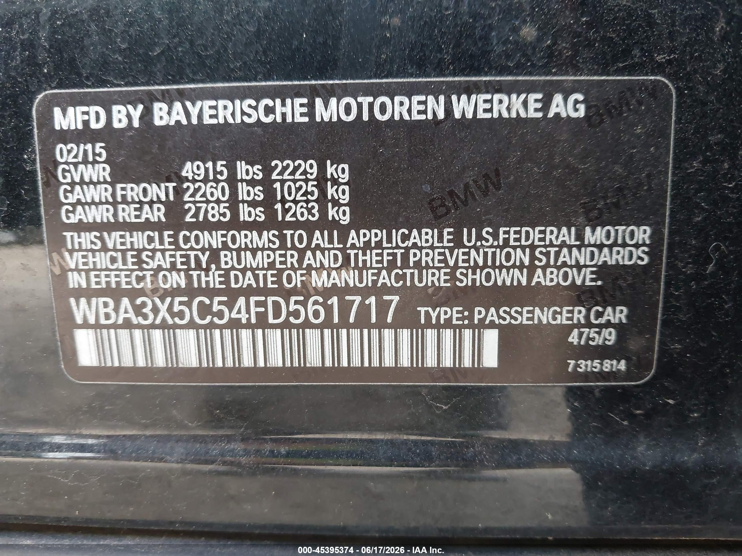 2015 Bmw 328i Gran Turismo Xdrive Black vin: WBA3X5C54FD561717