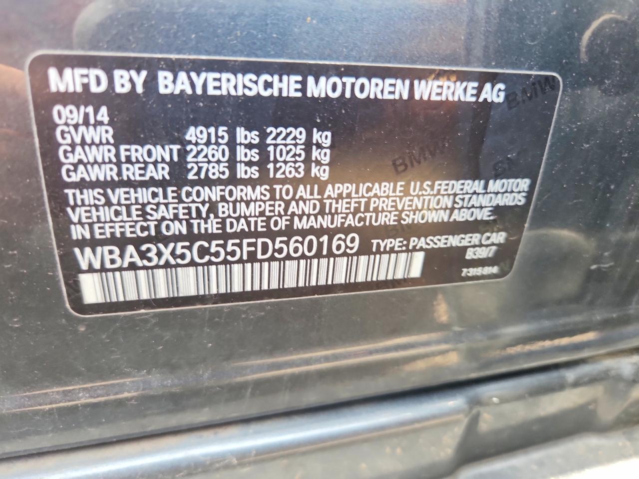 2015 Bmw 328 Xigt Gray vin: WBA3X5C55FD560169