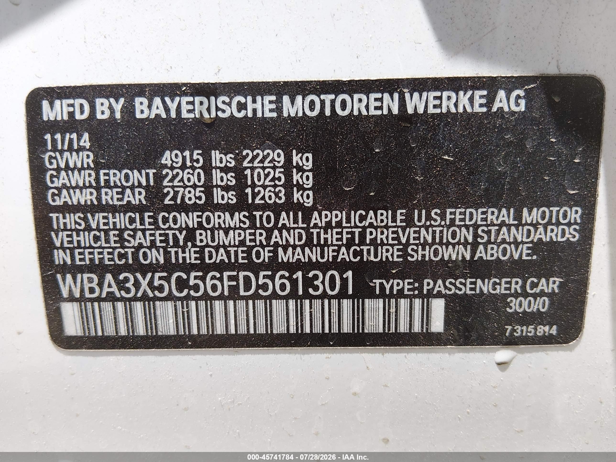 2015 Bmw 328i Gran Turismo Xdrive White vin: WBA3X5C56FD561301