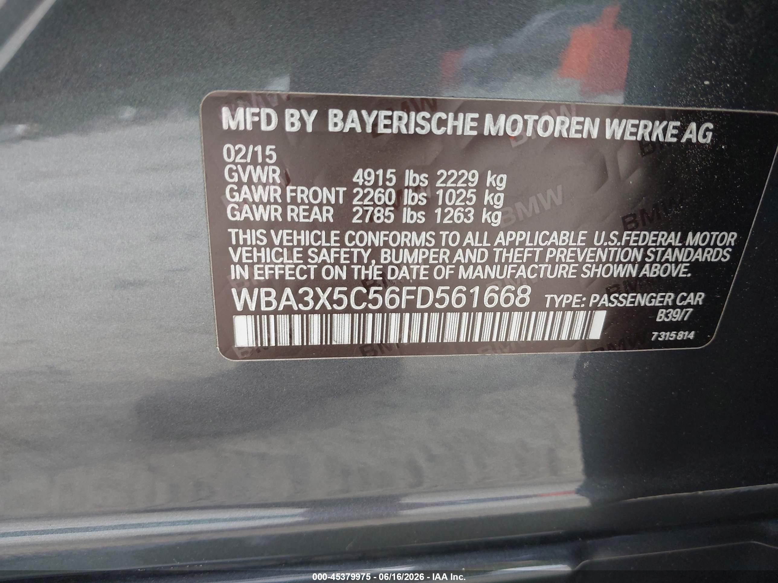 2015 Bmw 328i Gran Turismo Xdrive Gray vin: WBA3X5C56FD561668