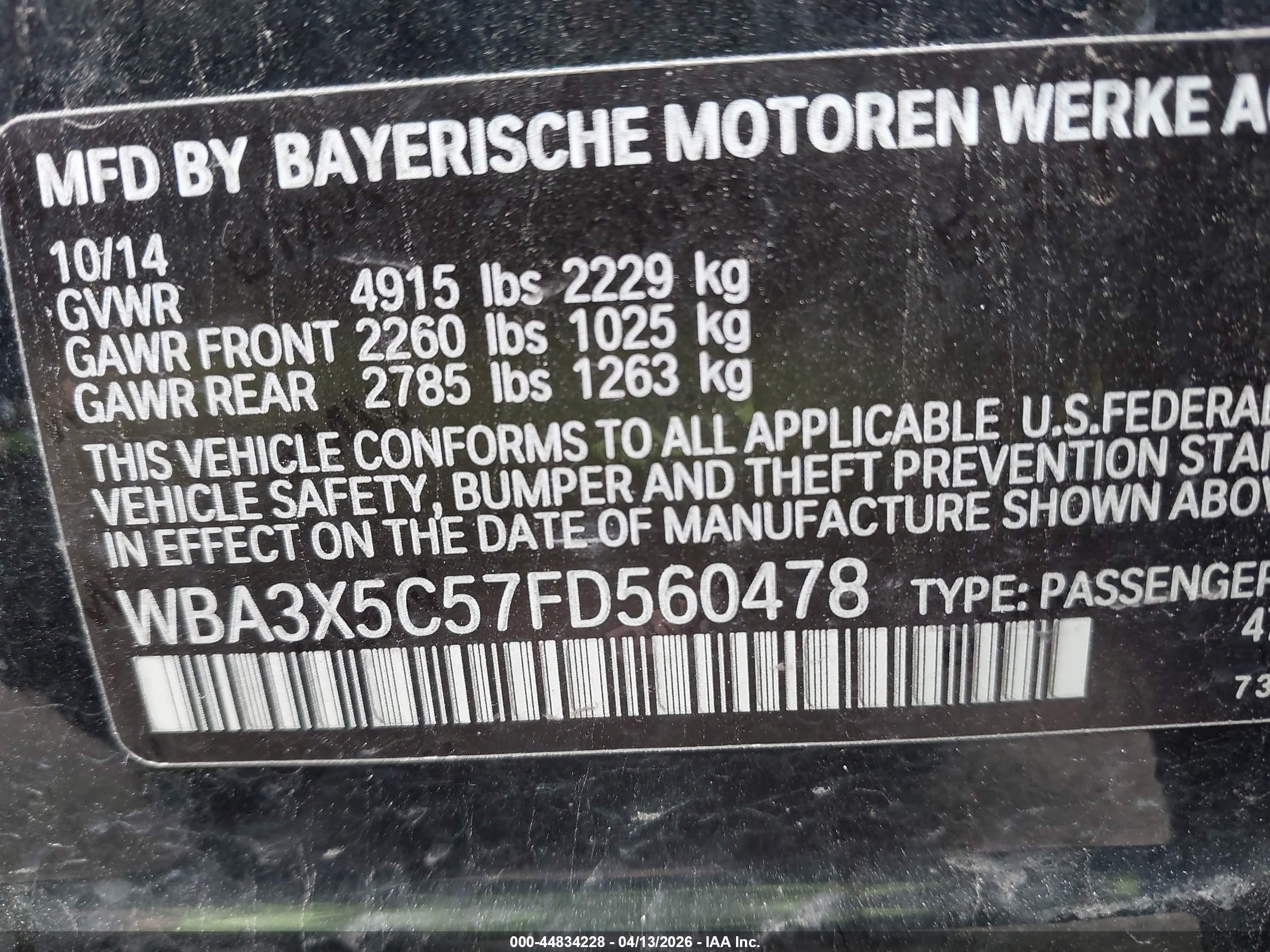2015 Bmw 328i Gran Turismo Xdrive Black vin: WBA3X5C57FD560478