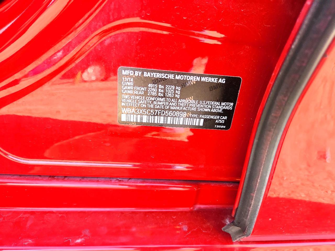2015 Bmw 328 Xigt Red vin: WBA3X5C57FD560898
