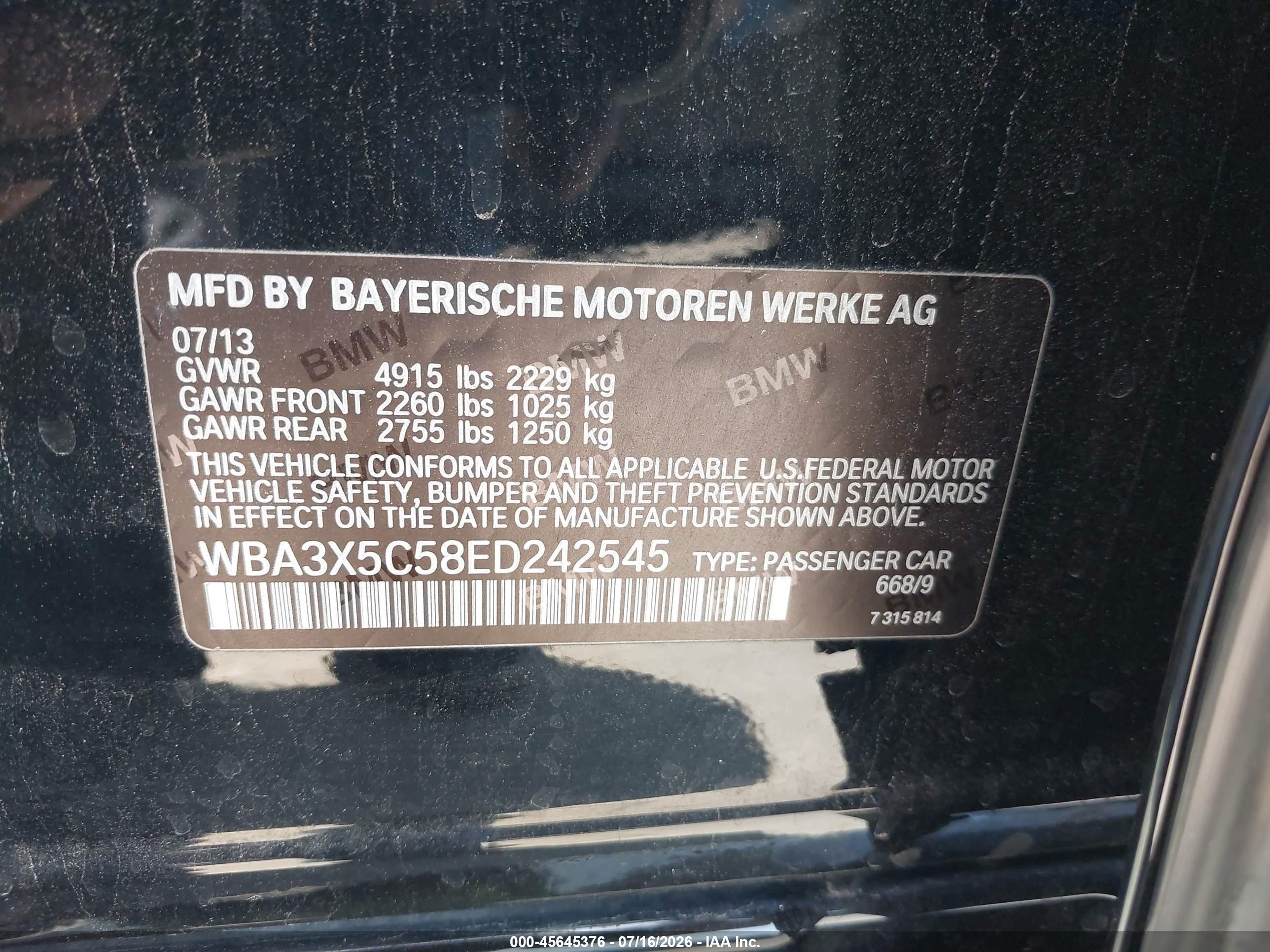 2014 Bmw 328i Gran Turismo Xdrive Black vin: WBA3X5C58ED242545