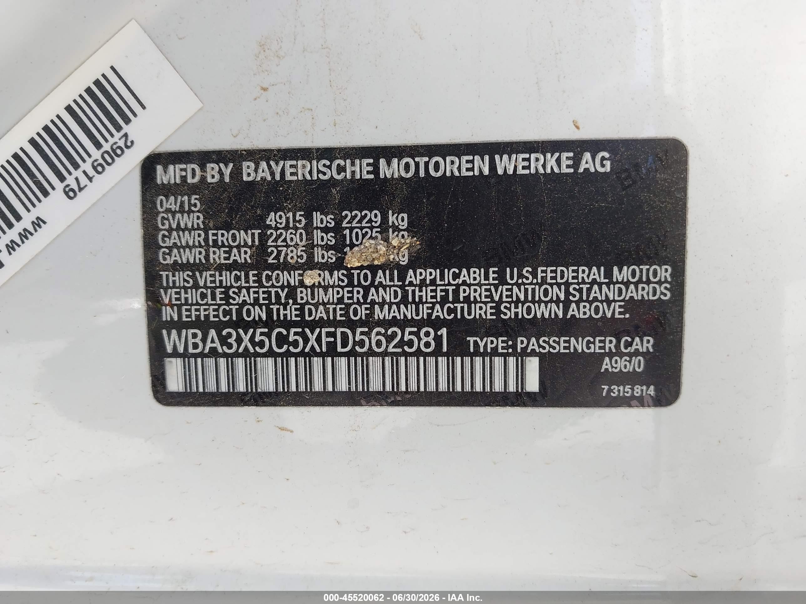 2015 Bmw 328i Gran Turismo Xdrive Белый vin: WBA3X5C5XFD562581
