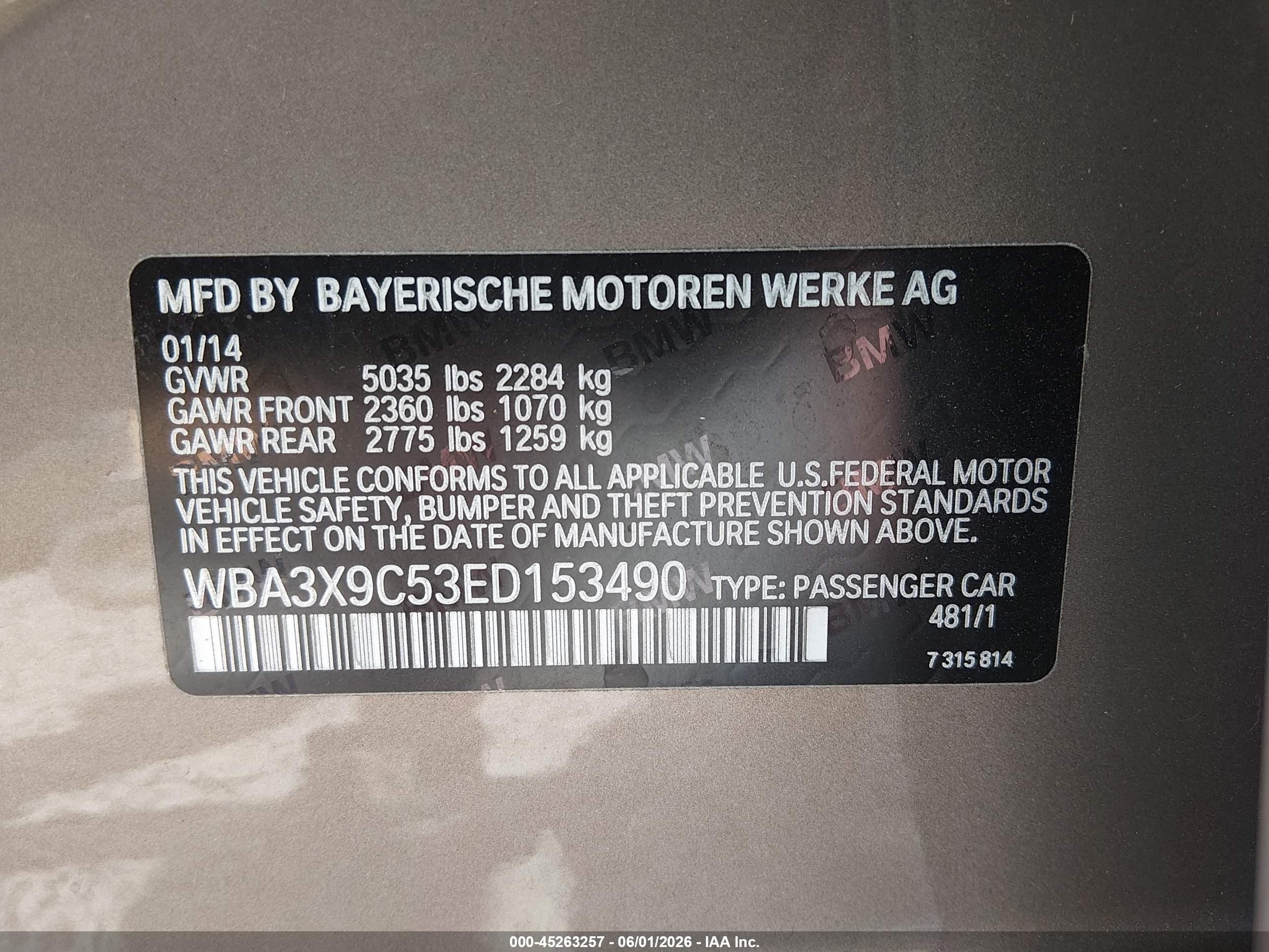 2014 Bmw 335i Gran Turismo Xdrive Gold vin: WBA3X9C53ED153490